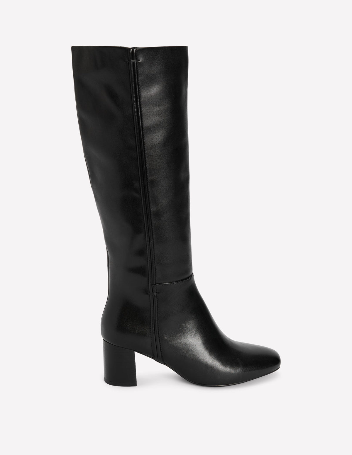 Bottes hauteur genou à surpiqûres-Noir - Image 1