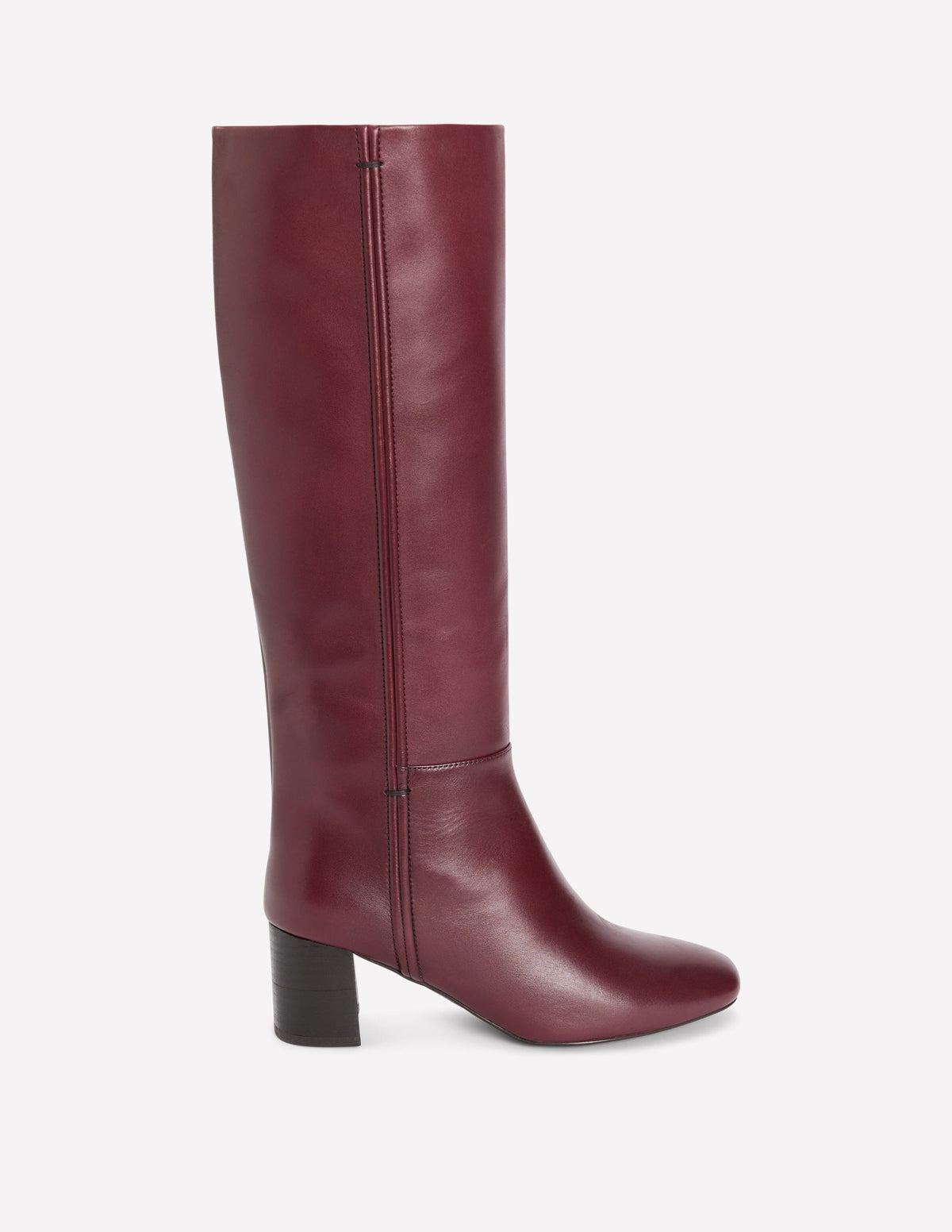 Kniehohe Stiefel mit Ziernaht-Dunkles Burgunderrot - Image 1