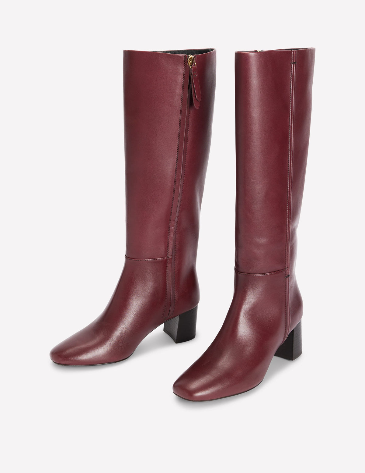 Kniehohe Stiefel mit Ziernaht-Dunkles Burgunderrot - Image 3