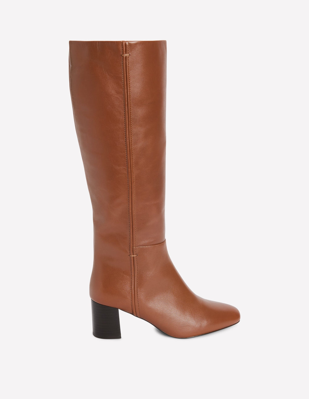 Bottes hauteur genou à surpiqûres-Cuir fauve-1