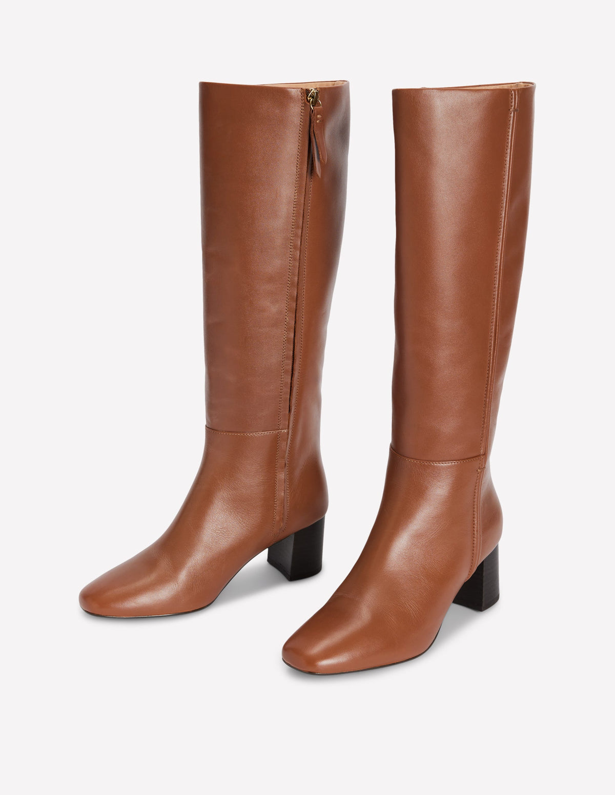 Bottes hauteur genou à surpiqûres-Cuir fauve-3