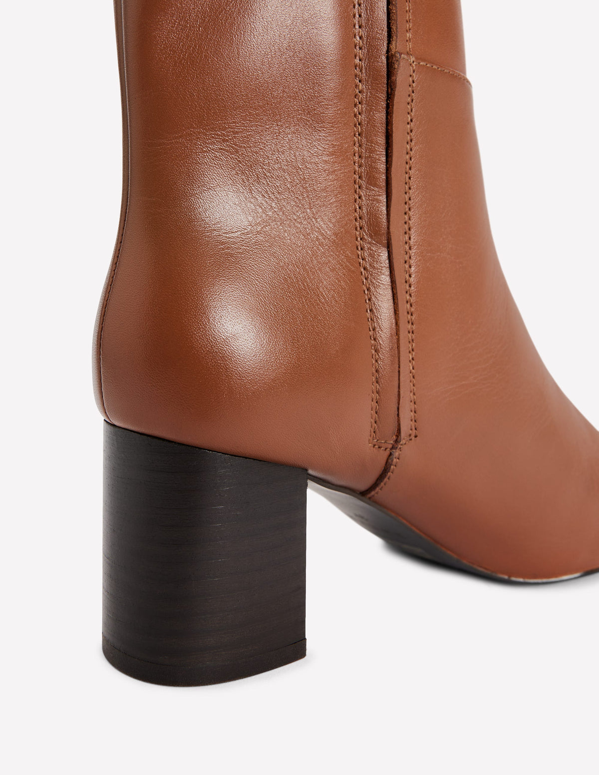 Bottes hauteur genou à surpiqûres-Cuir fauve - Image 4