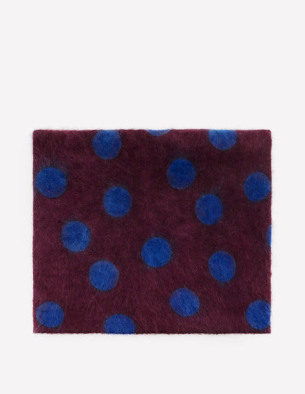 Schlauchschal aus gebürstetem Kaschmir-Dunkle Kirsche, Blaue Punkte