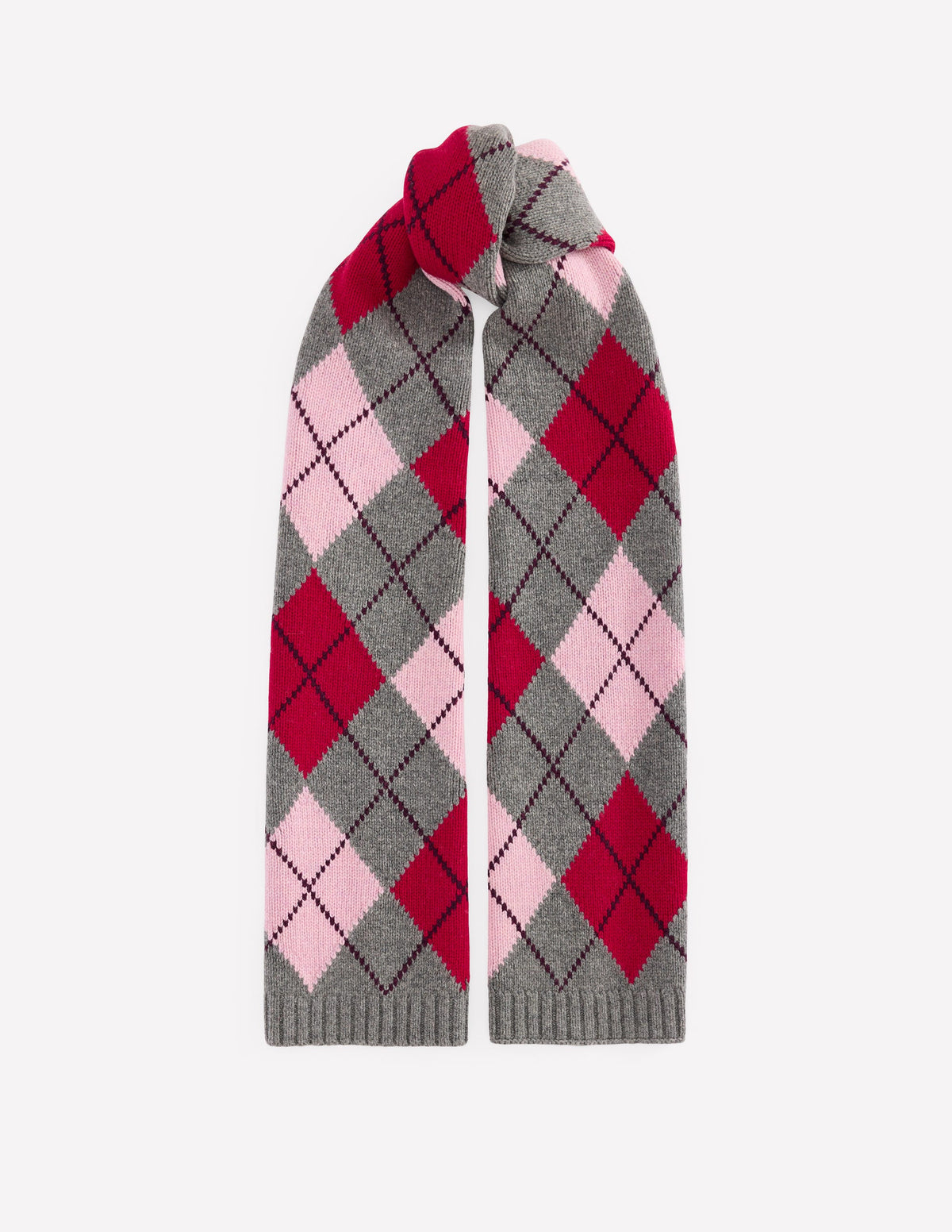 Strickschal-Anthrazit, Rot und Rosa Argyle - Image 1