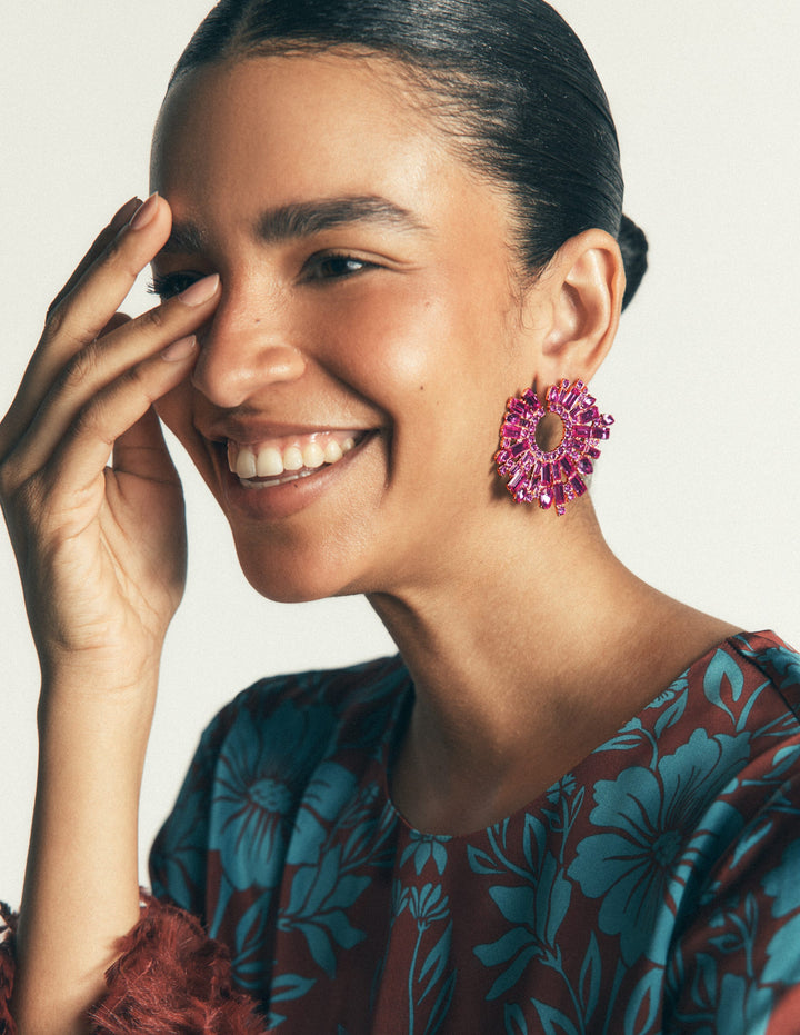 Boucles d’oreilles guirlandes ornementées-ROSE
