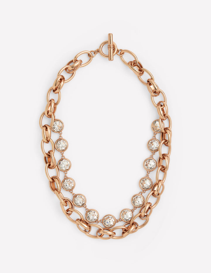 Breite Halskette mit Metalljuwelen-Gold