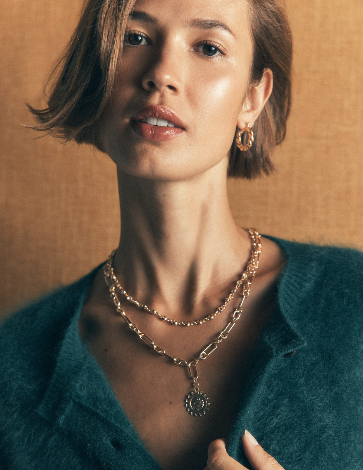 Collier délicat ornementé en métal-Doré-2