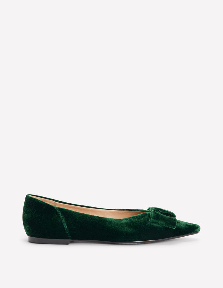 Nigella Flache Schuhe mit spitzer Zehenpartie und Schleife-Mitternachtsblau Smaragdgrün