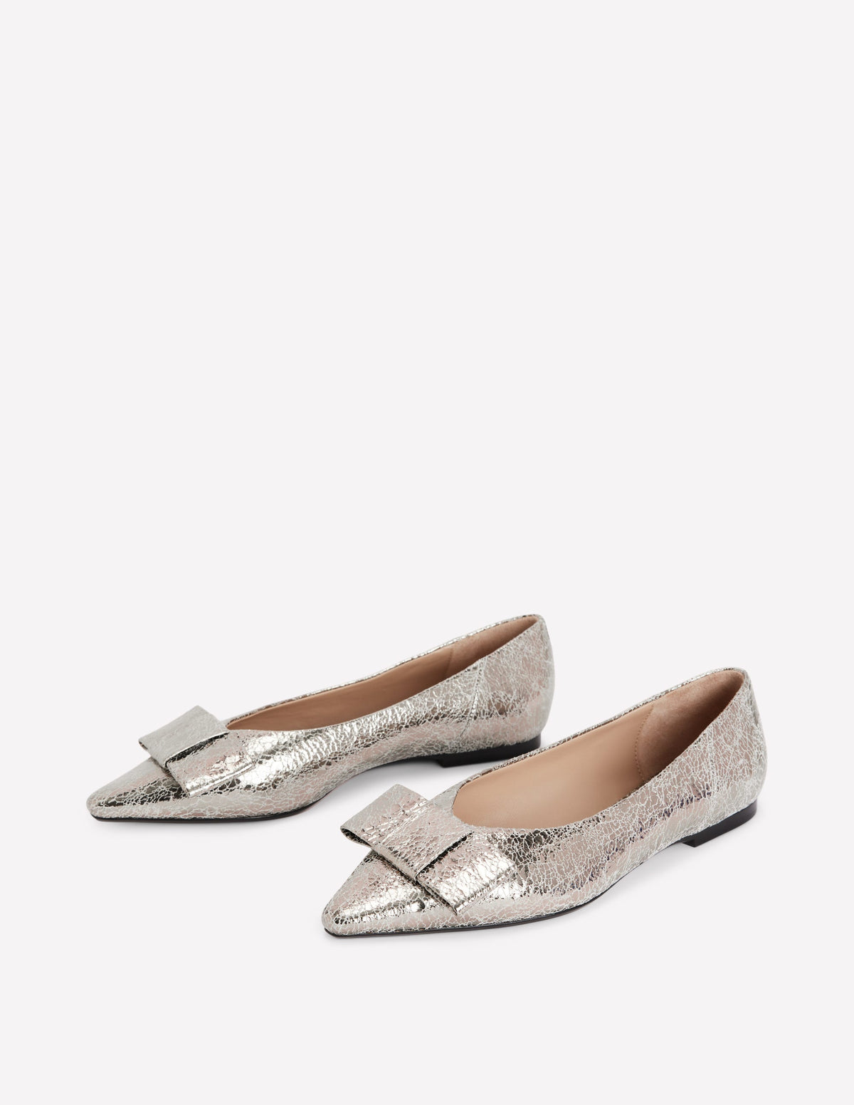 Nigella Flache Schuhe mit spitzer Zehenpartie und Schleife-Silber-Metallic - Image 3