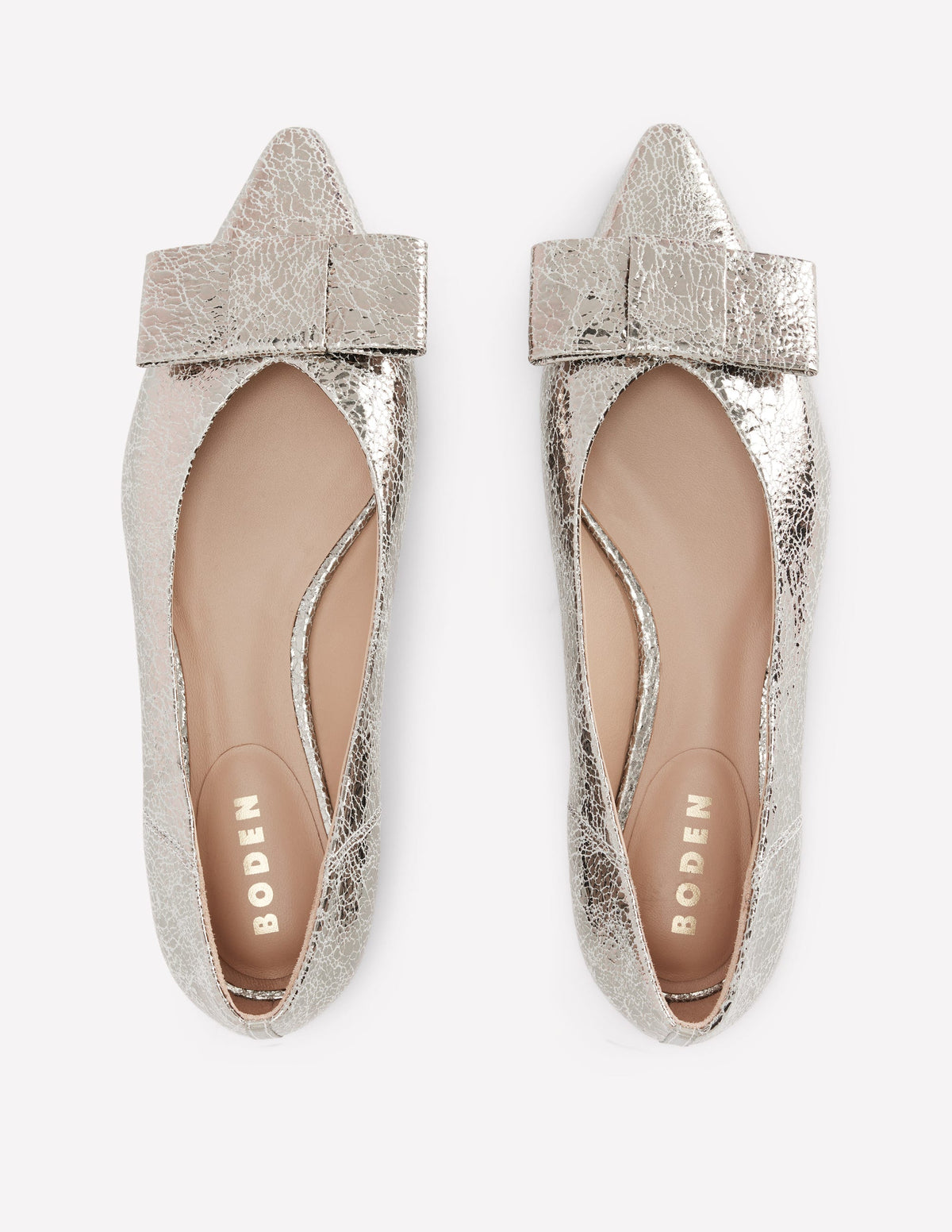 Nigella Flache Schuhe mit spitzer Zehenpartie und Schleife-Silber-Metallic-5
