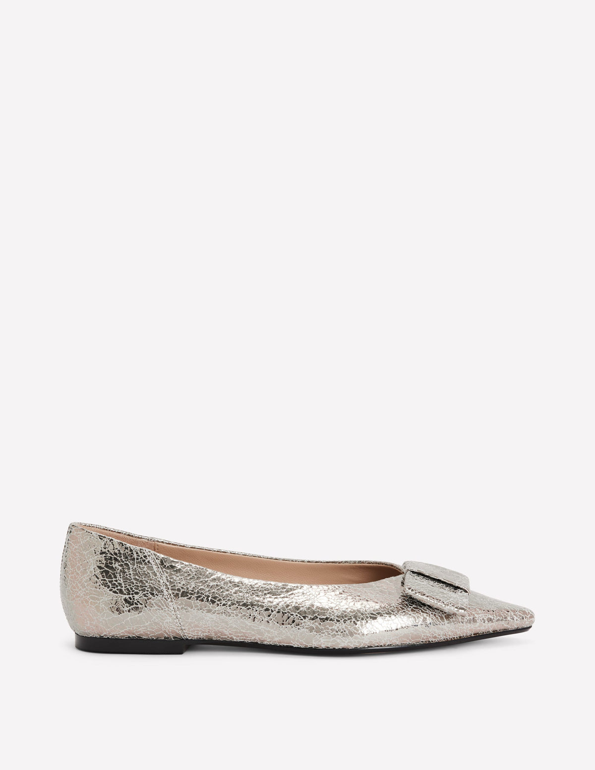 Nigella Flache Schuhe mit spitzer Zehenpartie und Schleife-Silber-Metallic-1