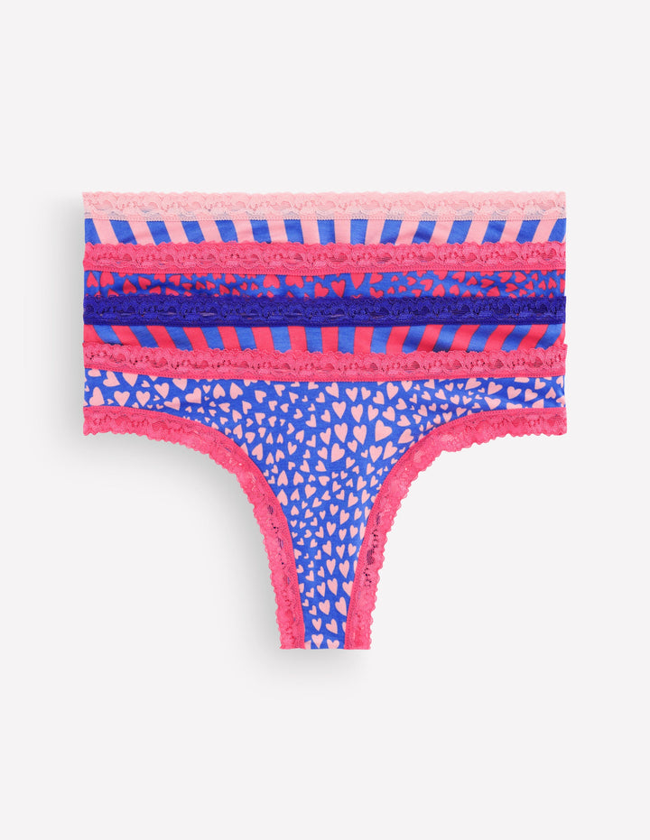 Stripe & Stare Tanga im 4er-Pack-Streifen und Herzen im Viererpack