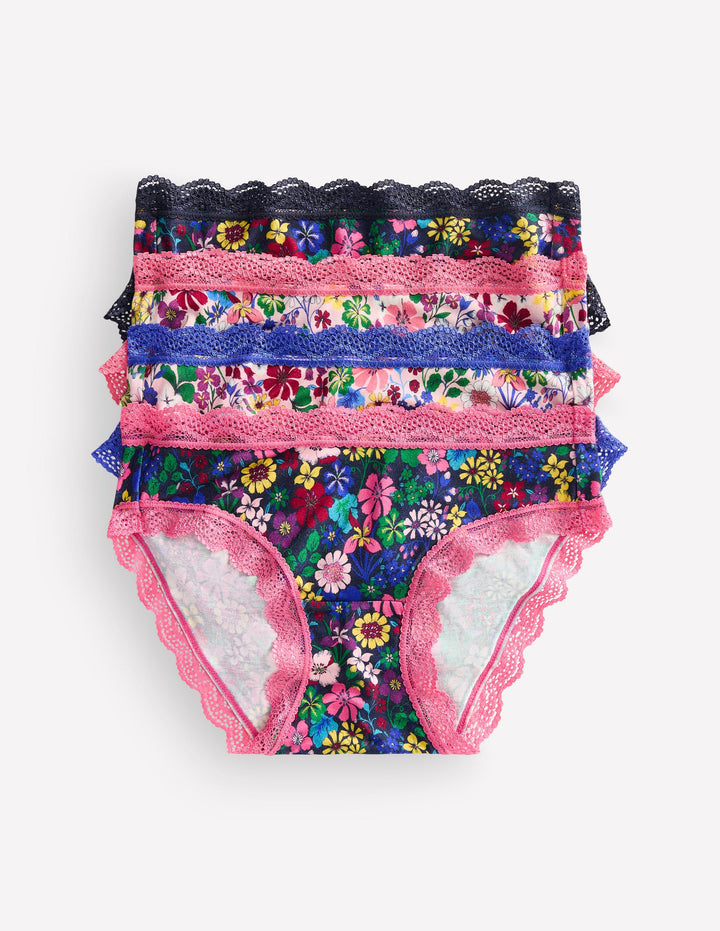 Stripe & Stare Slips mit hohem Bund-Blumenmix im 4er-Pack
