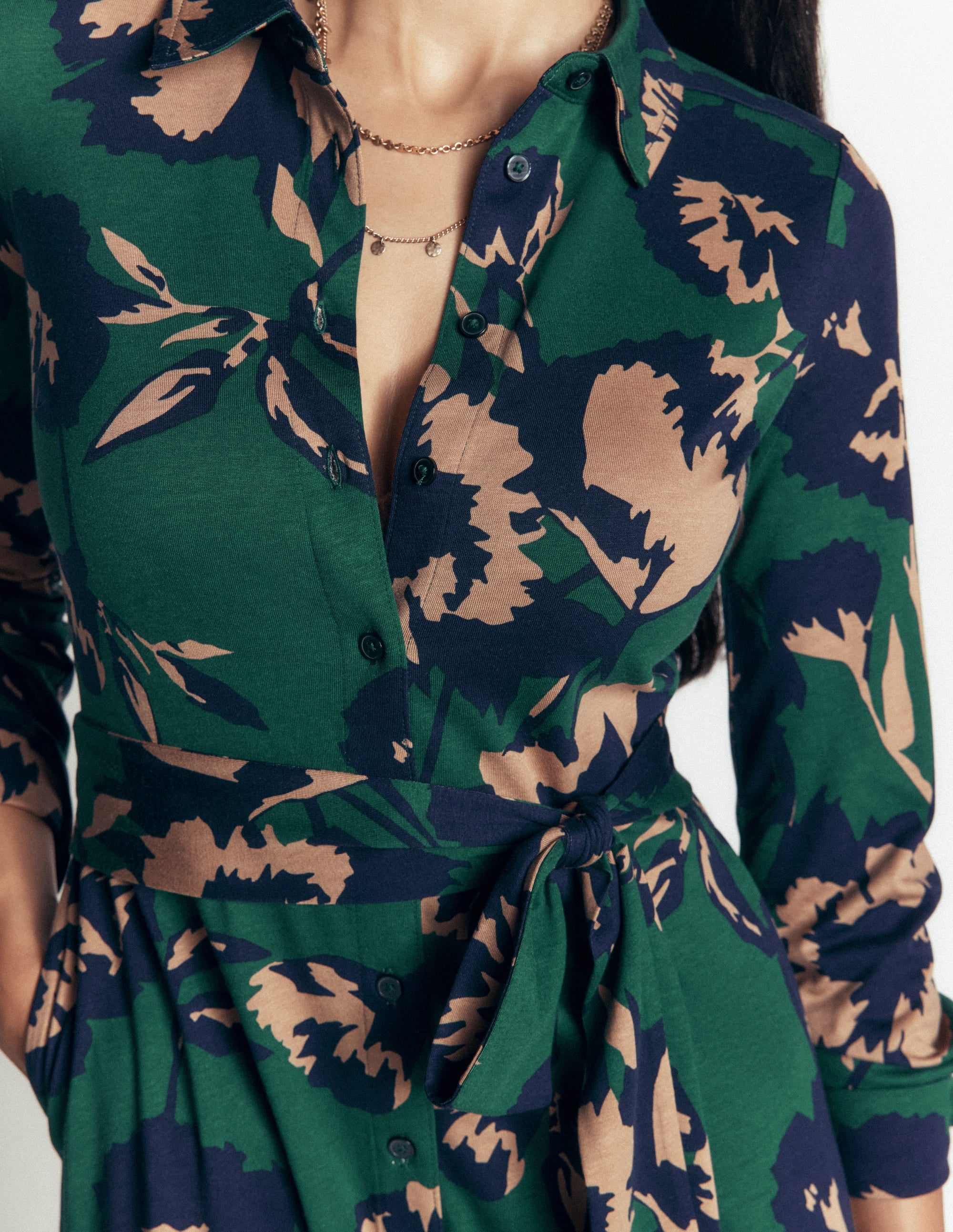 Marcia Jersey-Hemdblusenkleid-Seegras, Waldbrise - Image 2