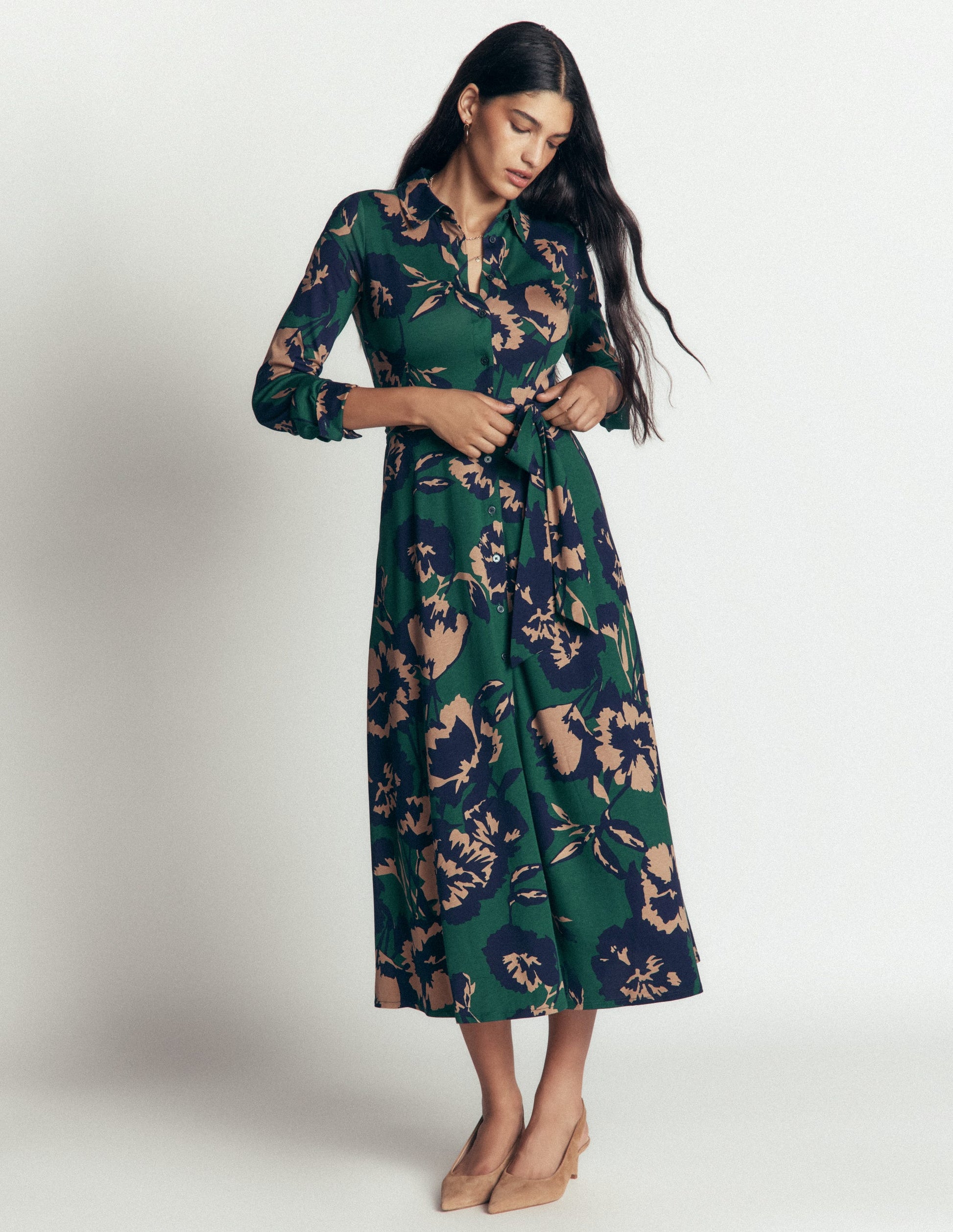 Marcia Jersey-Hemdblusenkleid-Seegras, Waldbrise-4