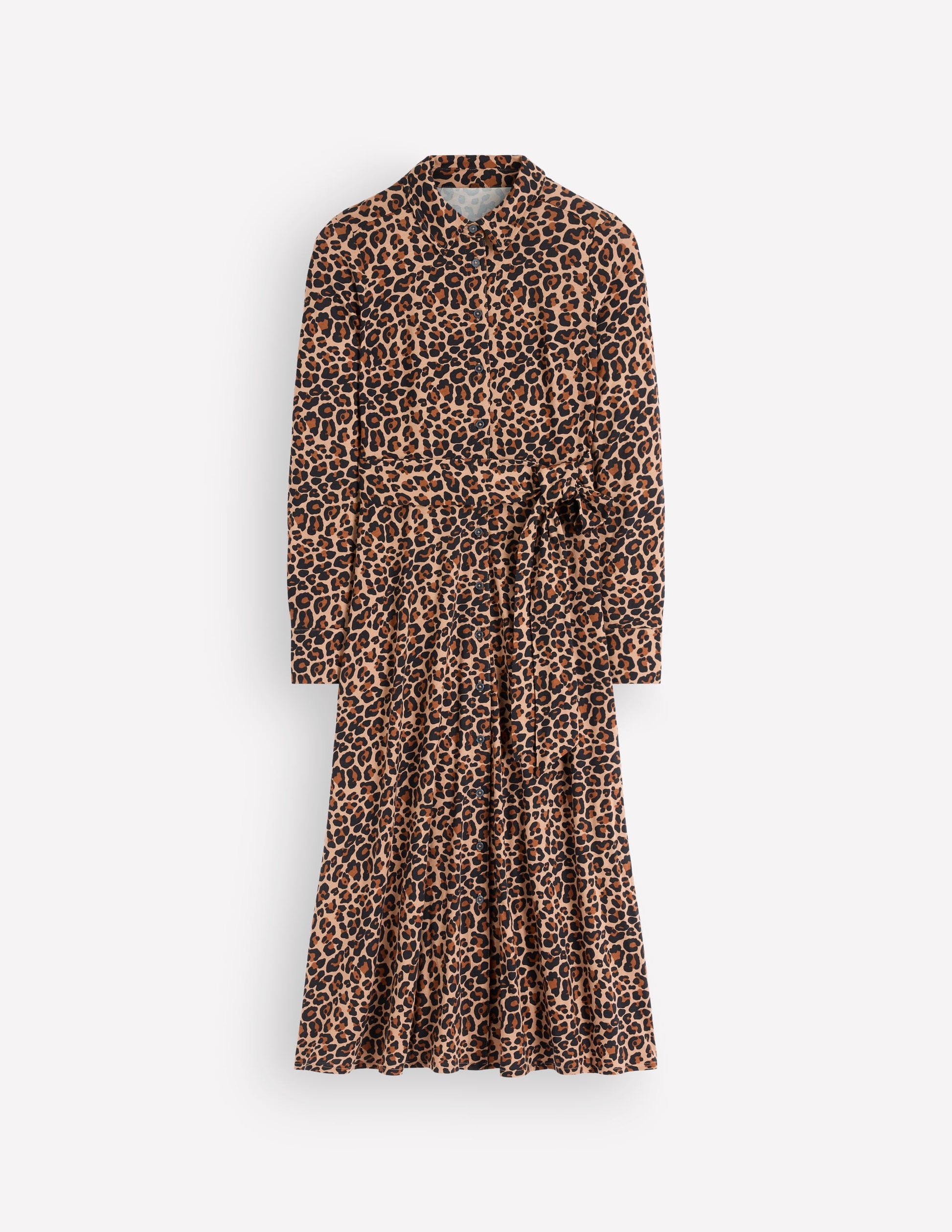Marcia Jersey-Hemdblusenkleid-Camel, Leopardenmuster-5
