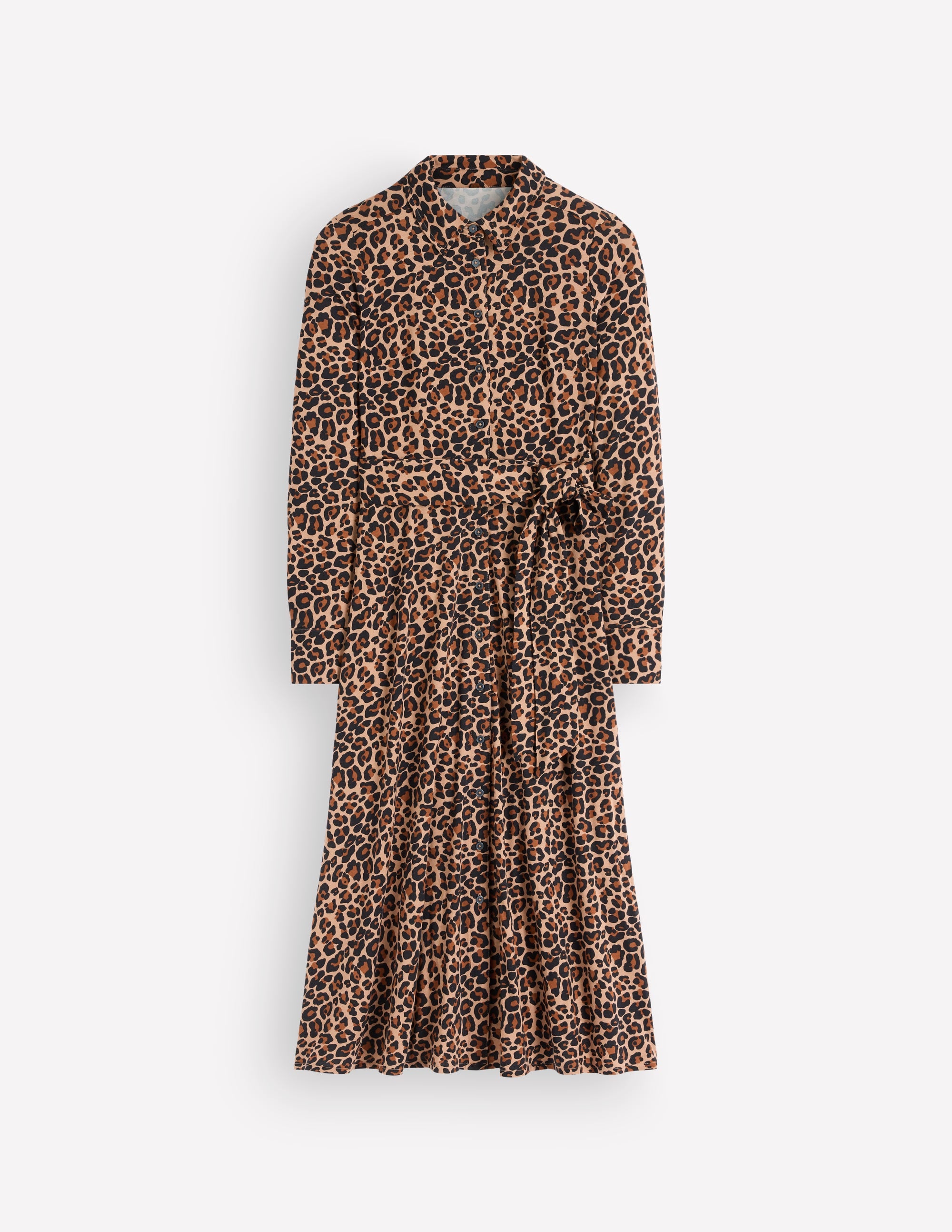 Marcia Jersey-Hemdblusenkleid-Camel, Leopardenmuster - Image 5