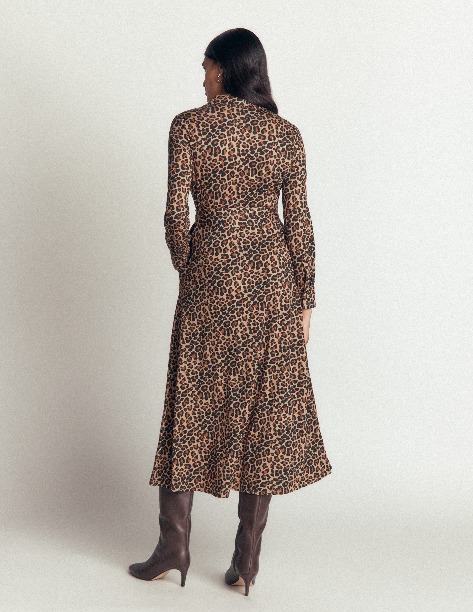 Marcia Jersey-Hemdblusenkleid-Camel, Leopardenmuster-3