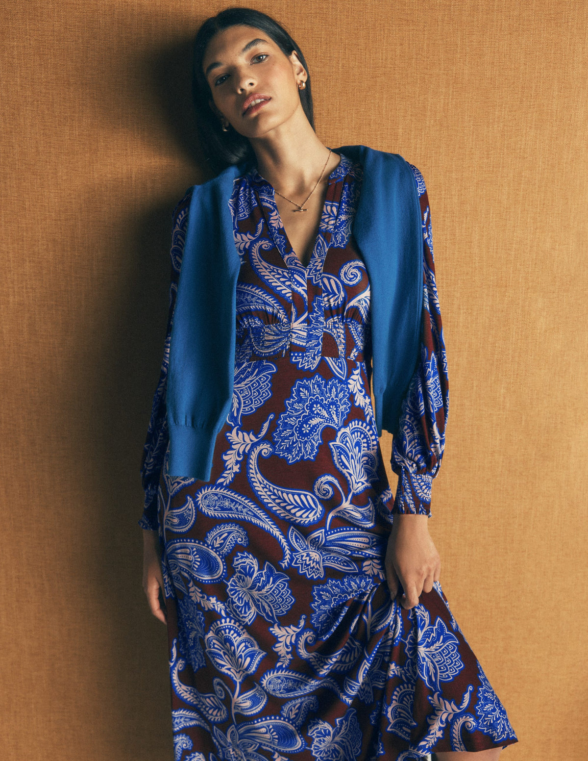Georgia Jersey-Midikleid-Umbra, Paisley-Bouquet-1