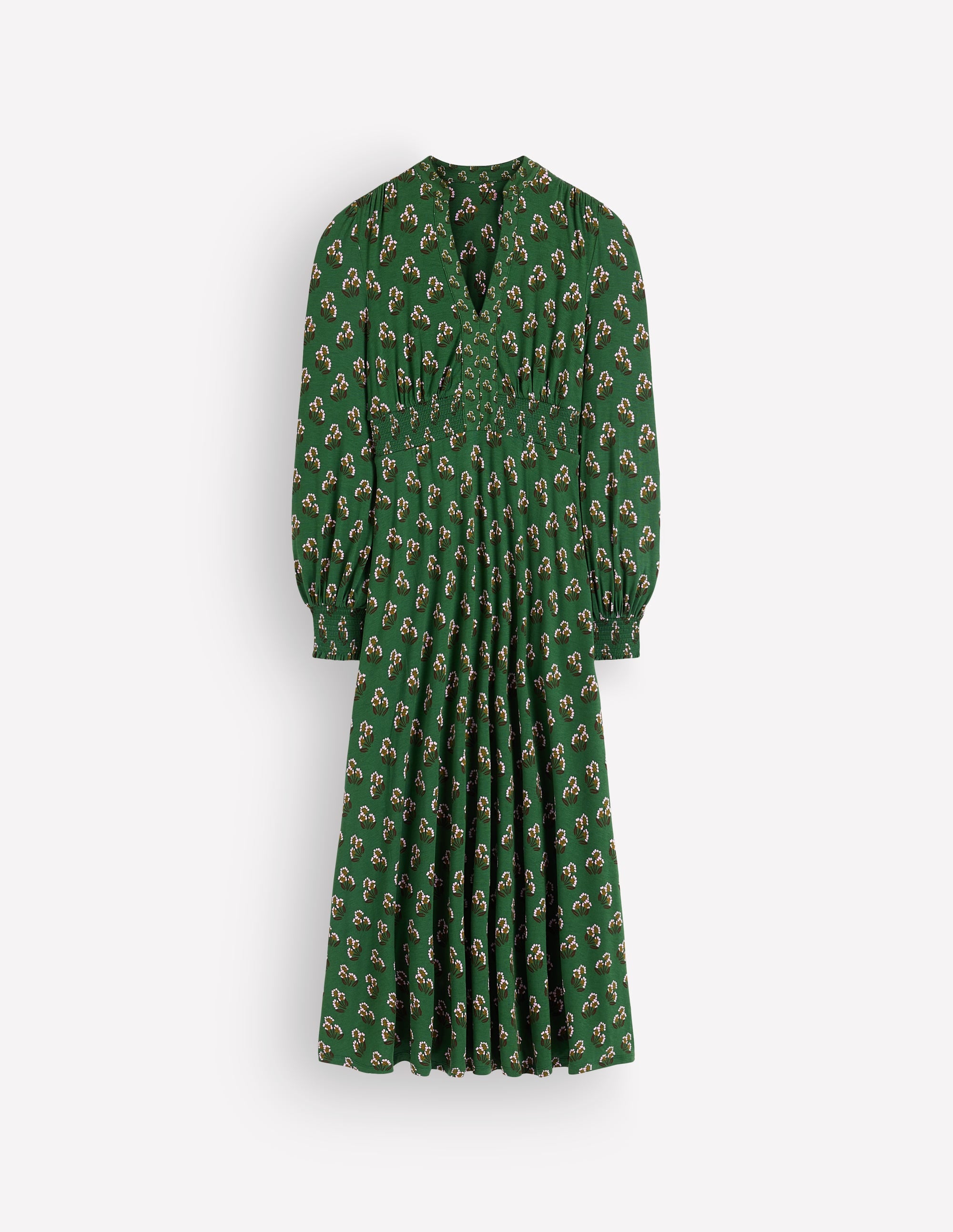 Georgia Jersey-Midikleid-Dunkelgrün, Kleines Nelkenmuster - Image 6