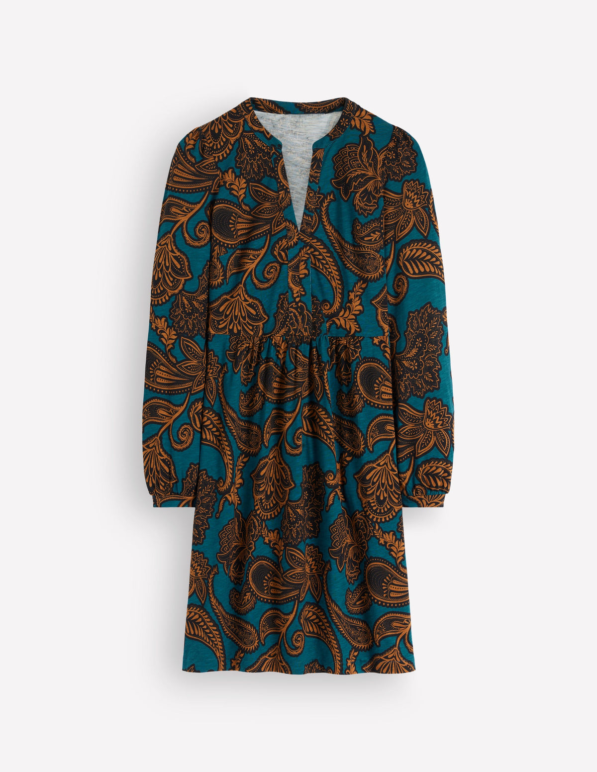 Naomi Lockeres Jerseykleid-Legionärsblau, Paisley-Bouquet-6