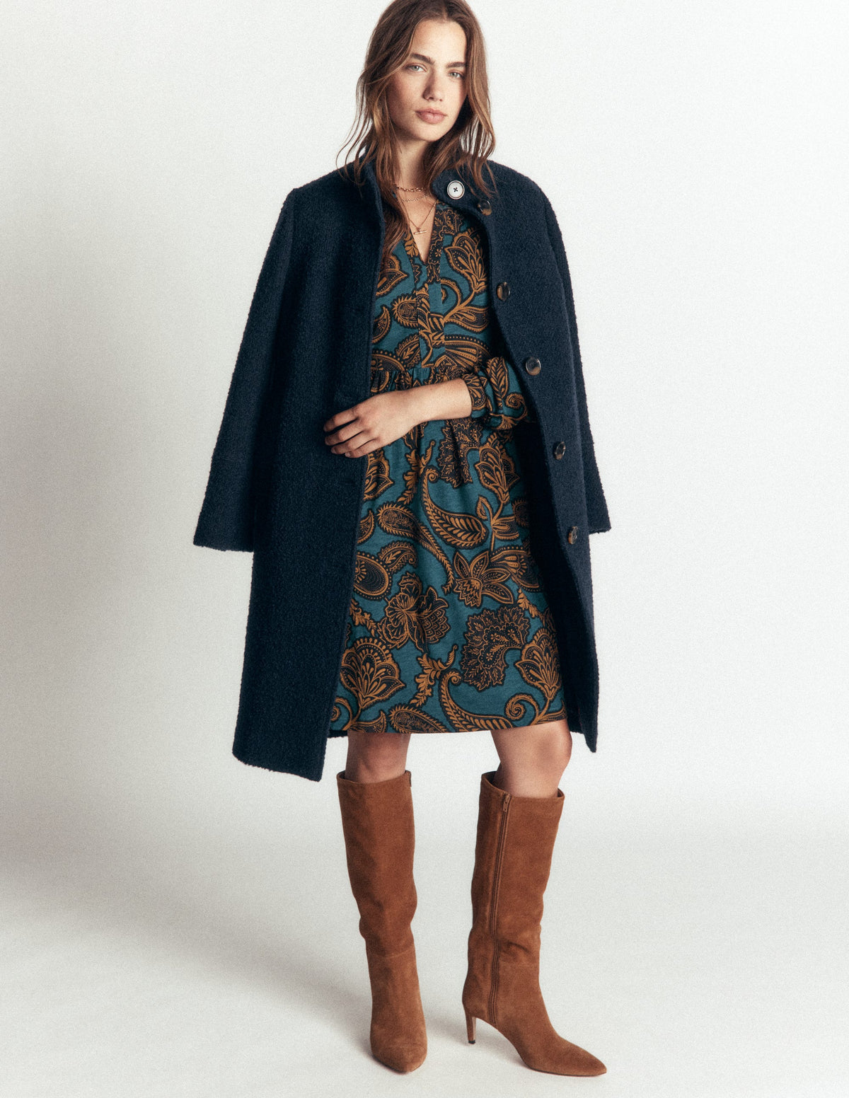 Naomi Lockeres Jerseykleid-Legionärsblau, Paisley-Bouquet-5