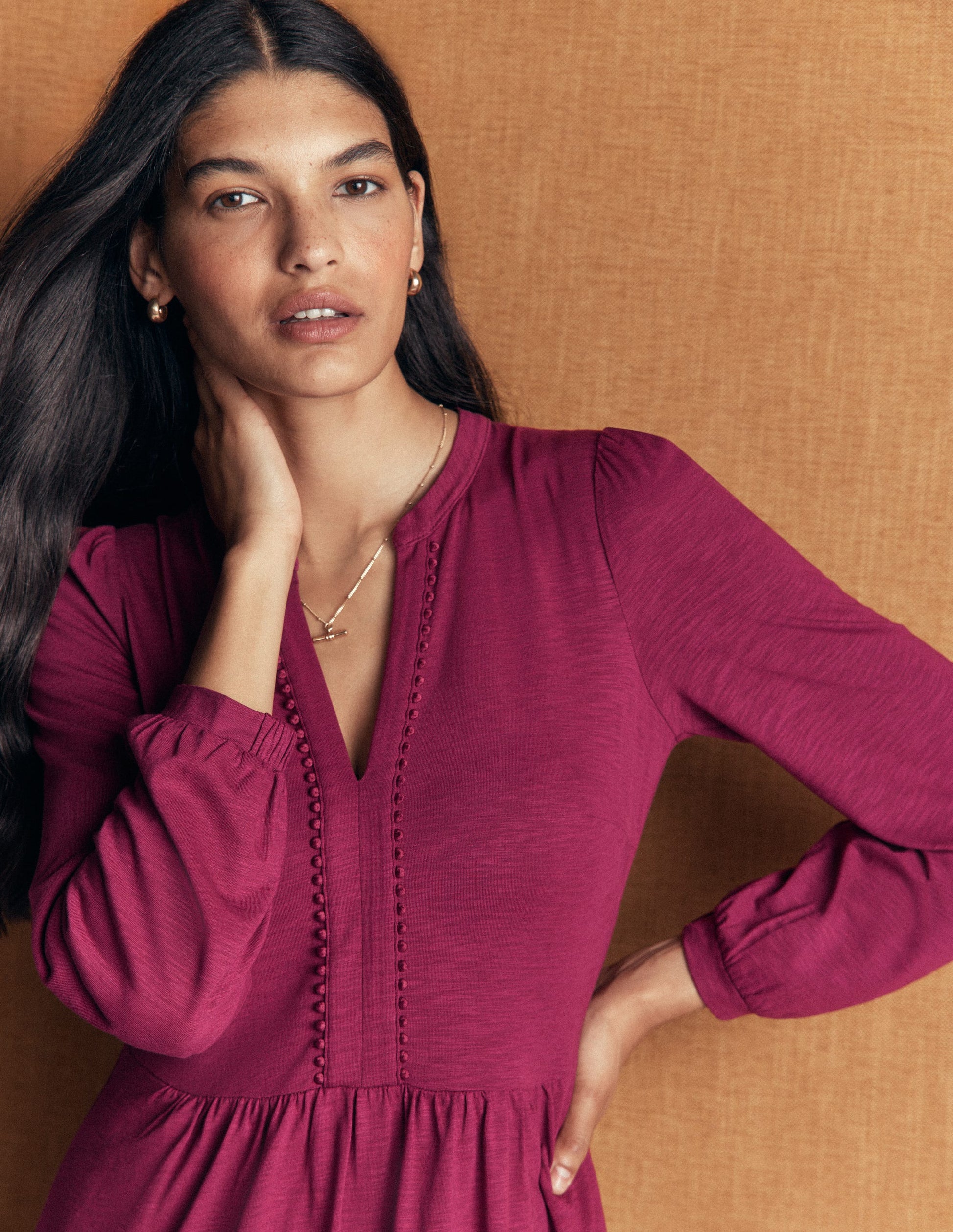 Naomi Relaxed Jersey Dress-Beet Red-1