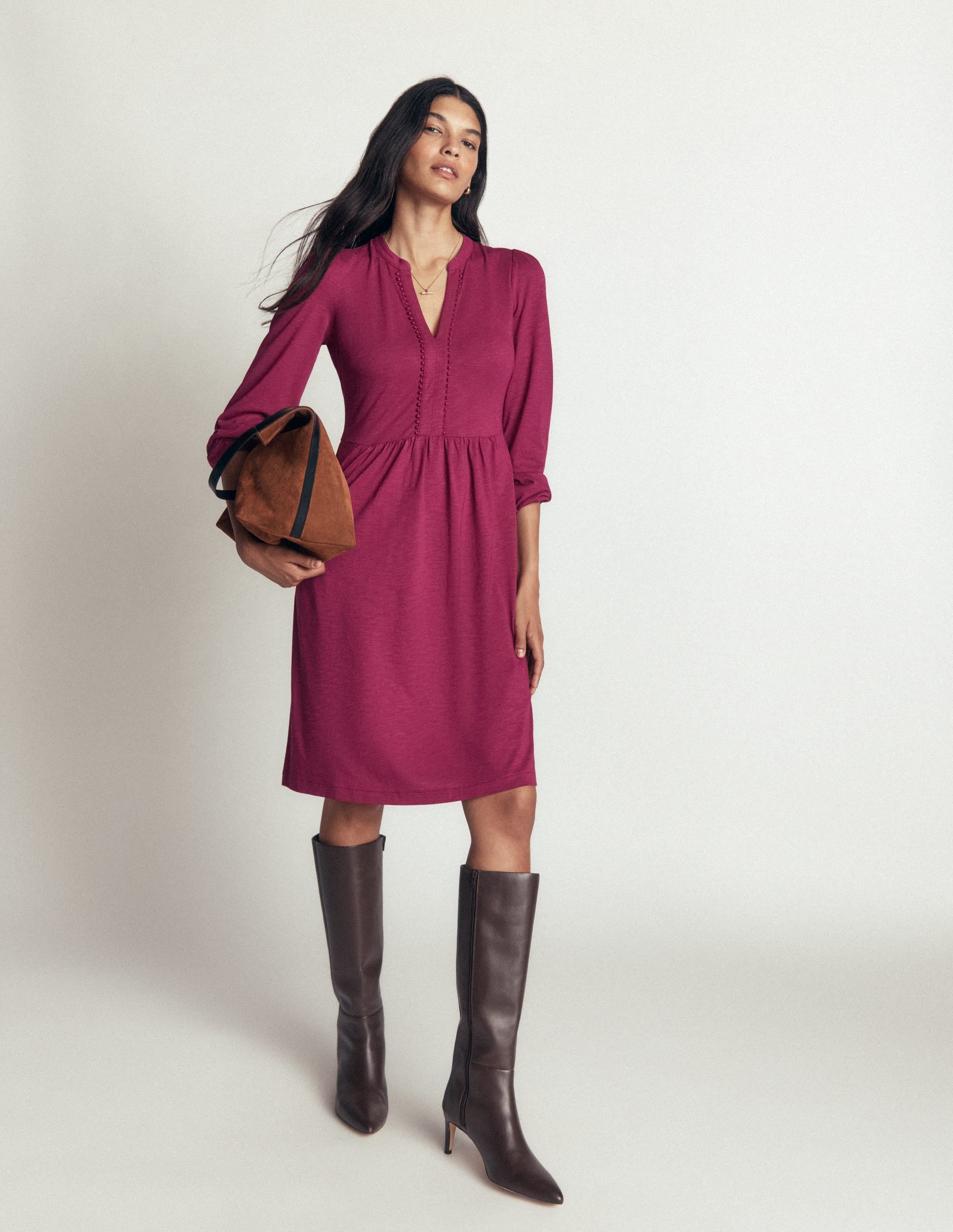Naomi Relaxed Jersey Dress-Beet Red - Image 4