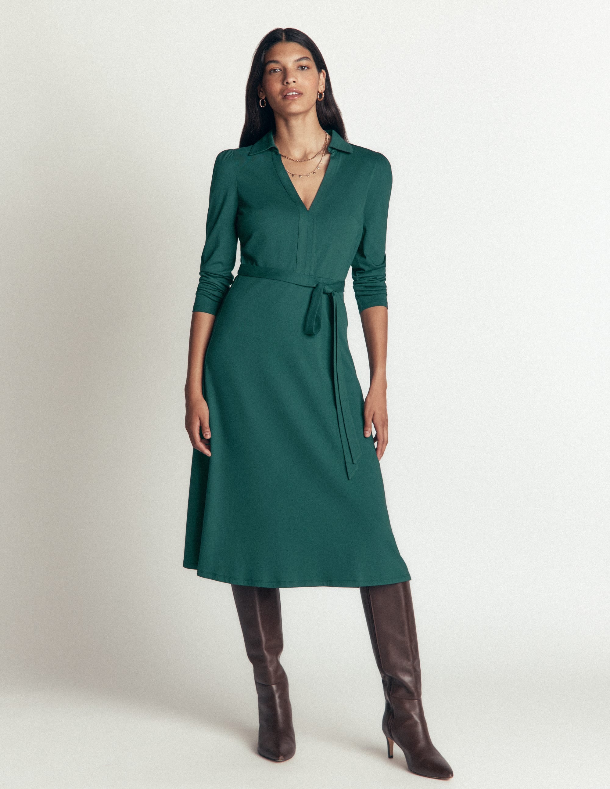 Imogen Jerseykleid mit Kragen-Seegras - Image 1