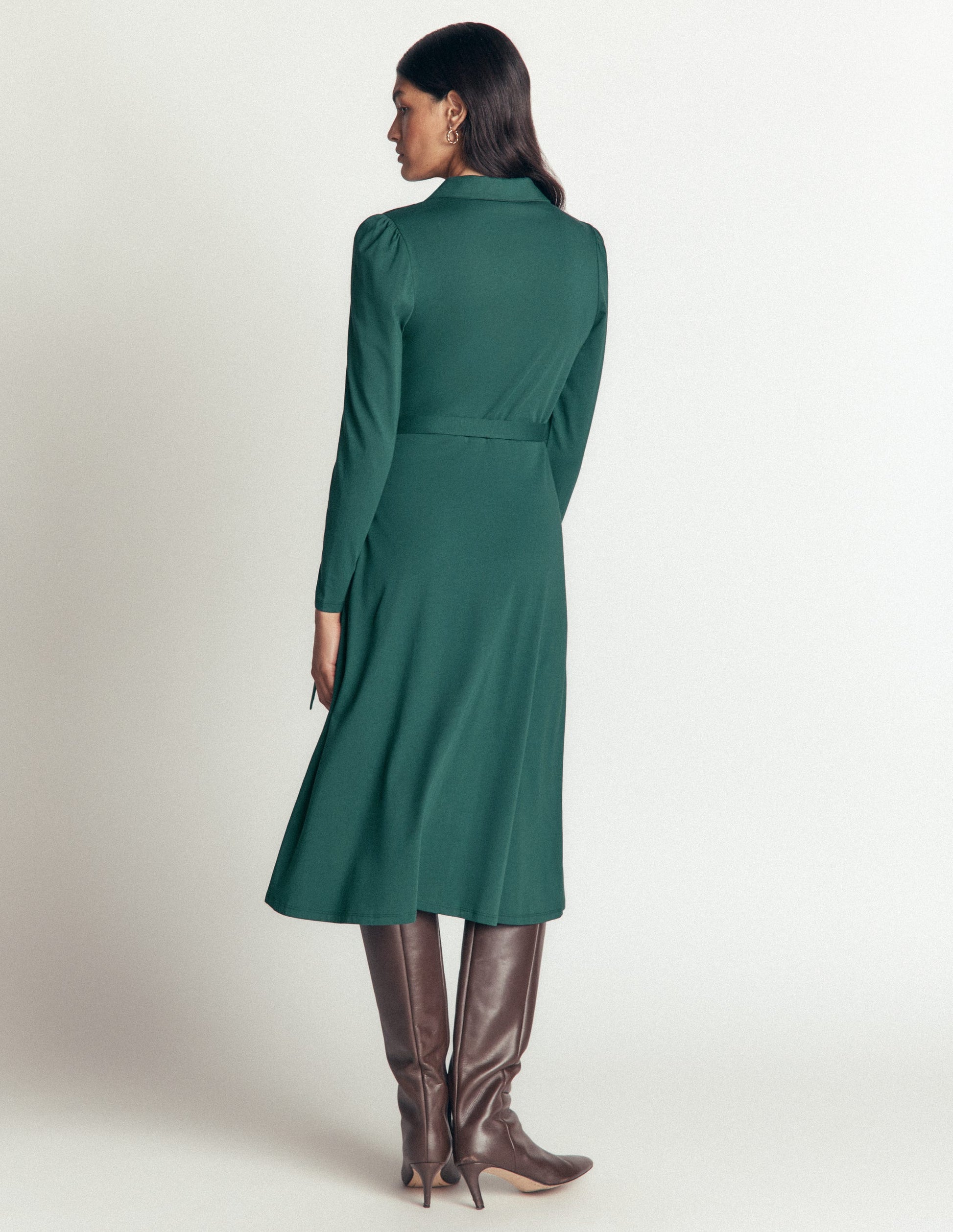 Imogen Jerseykleid mit Kragen-Seegras-3