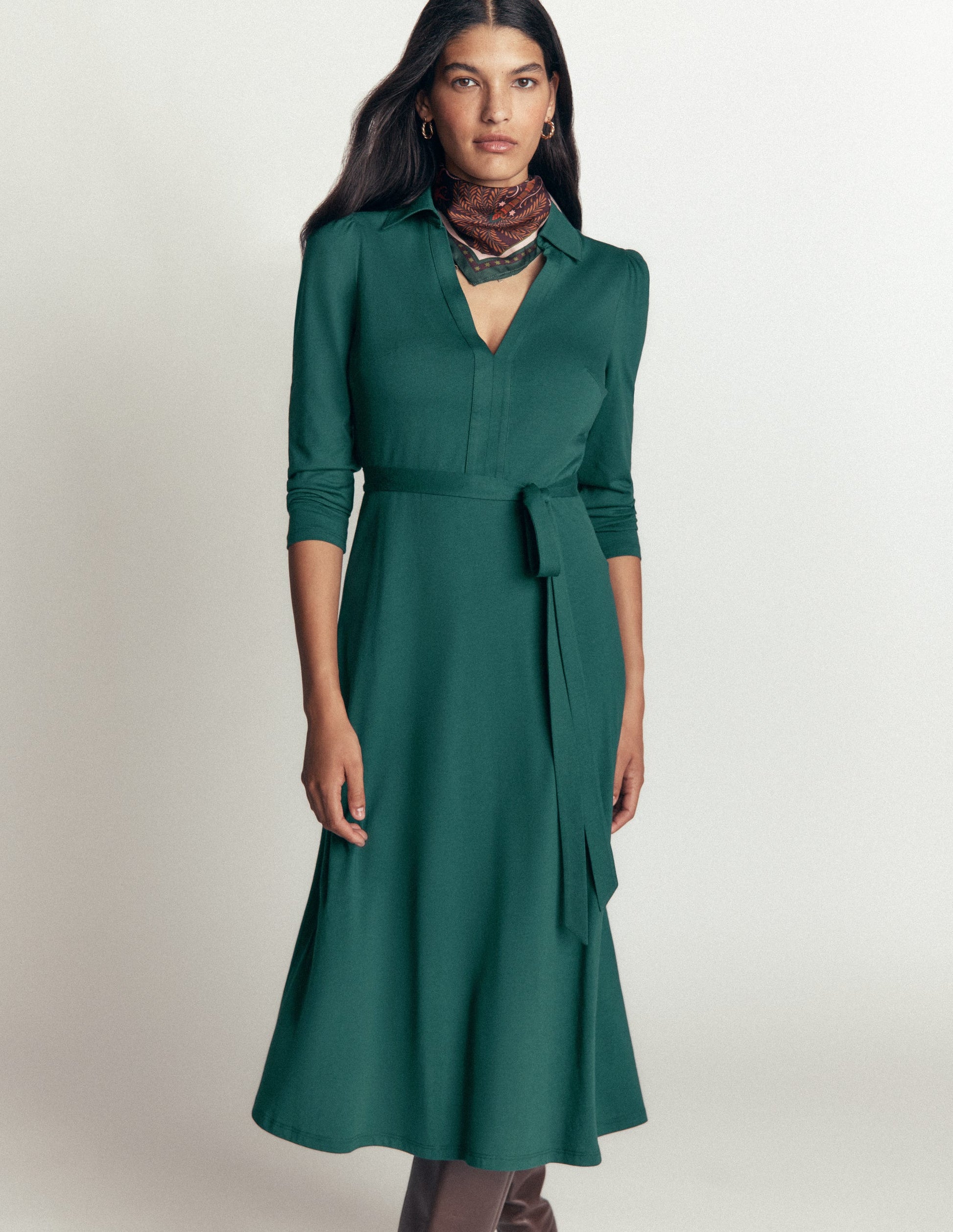 Imogen Jerseykleid mit Kragen-Seegras-4