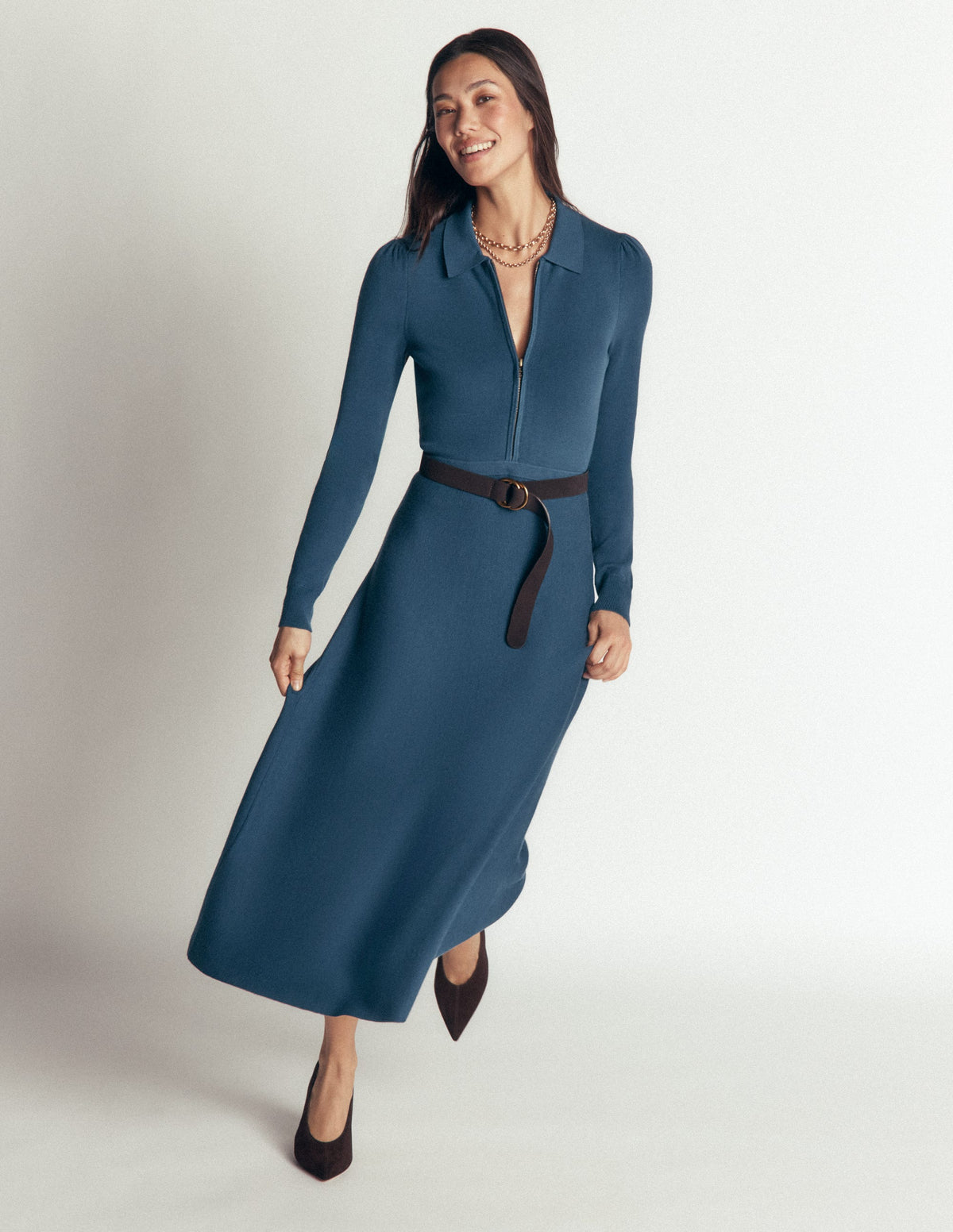 Fiona Strickkleid mit Reißverschluss vorn-Blau - Image 4