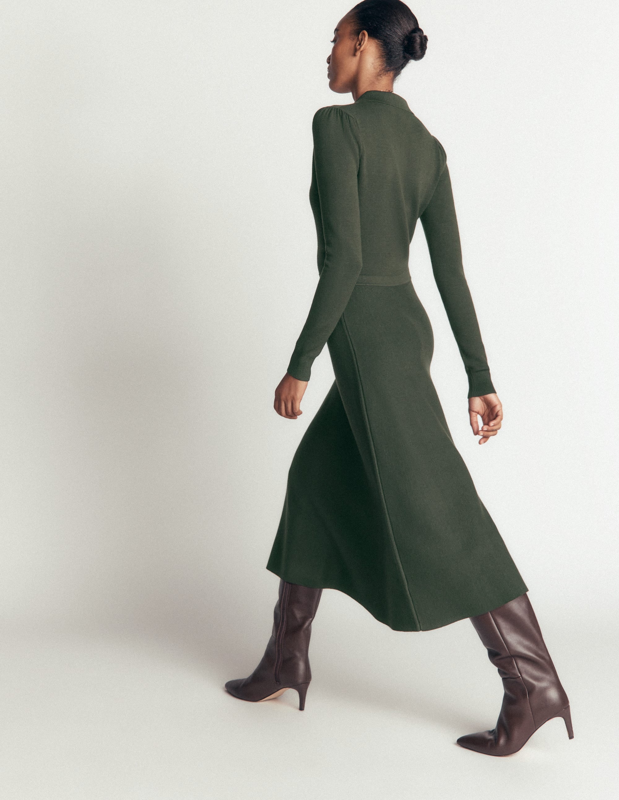 Fiona Strickkleid mit Reißverschluss vorn-Jagdgrün - Image 3