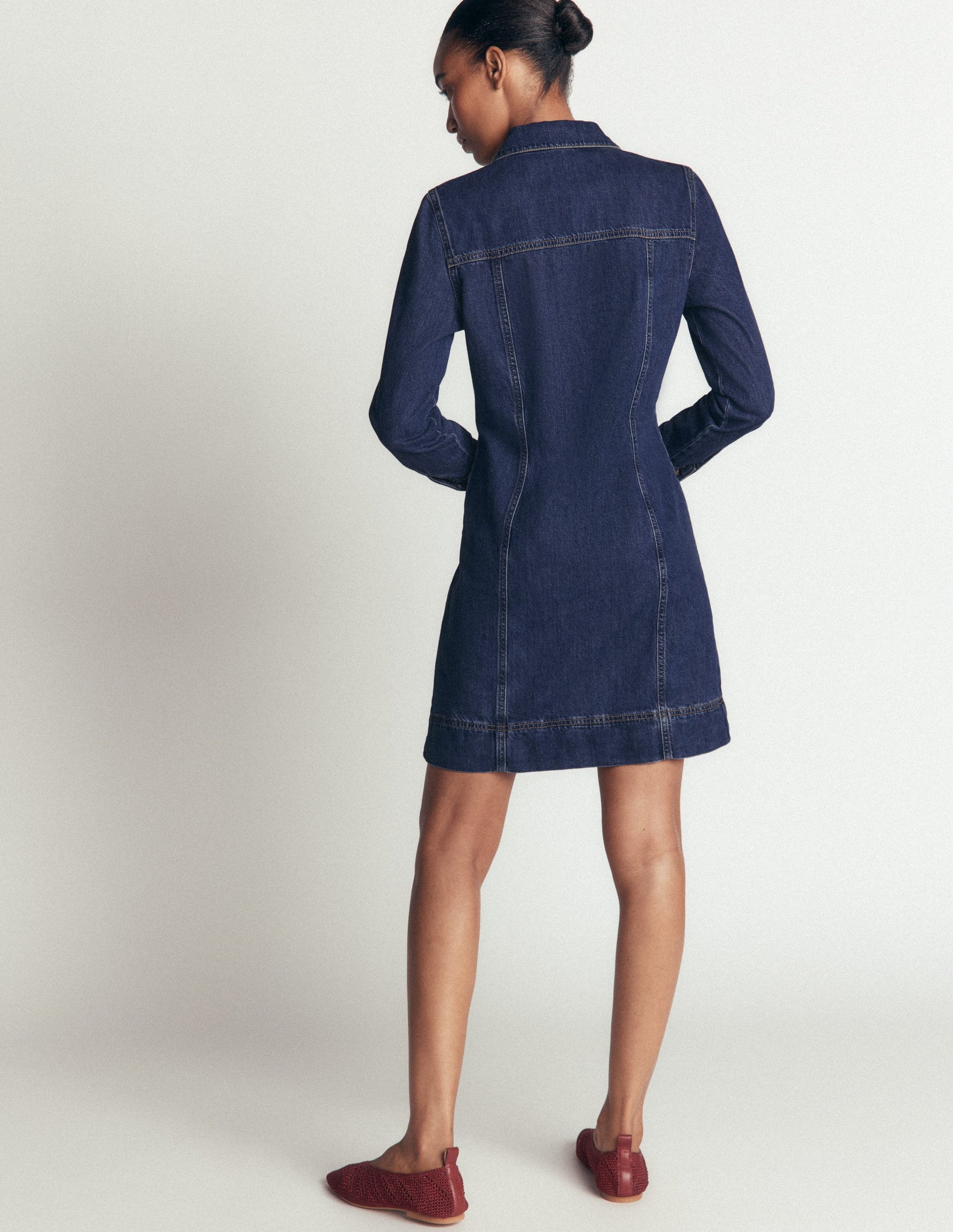 Fleur Denim Short Dress-Mid Vintage Denim-4