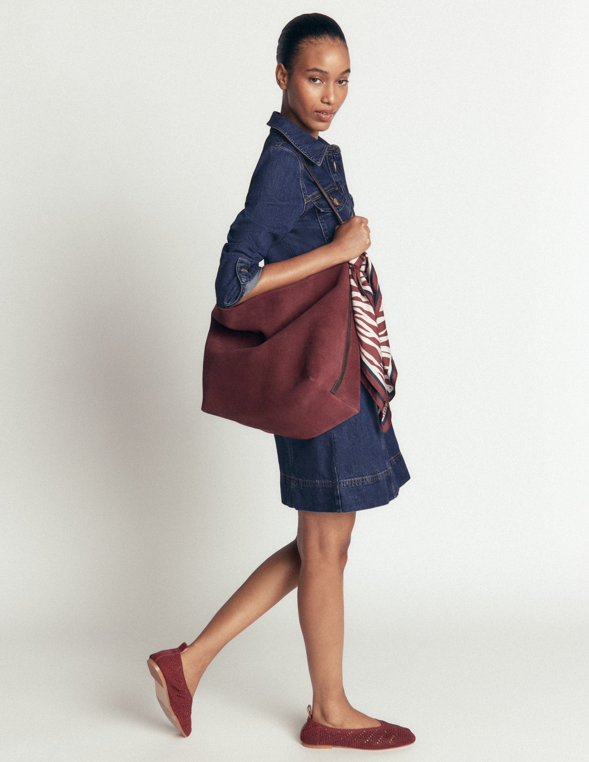 Fleur Denim Short Dress-Mid Vintage Denim-5