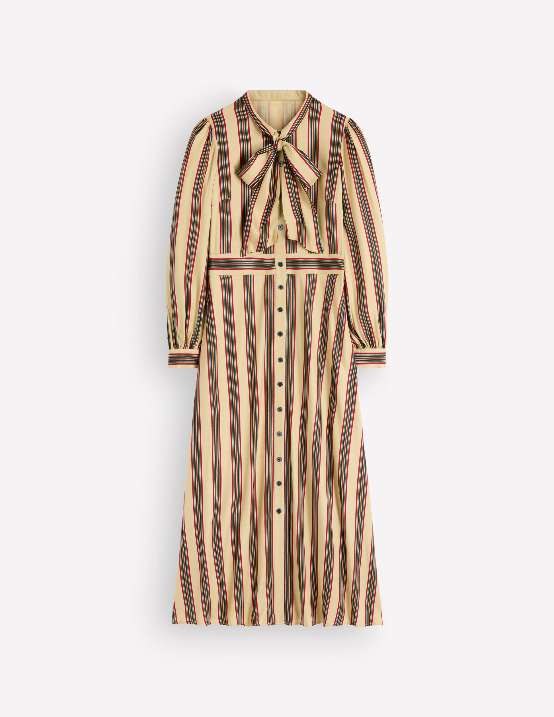 Hemdblusenkleid mit Schleifendetail-Bunt, Schuluniform Streifen-8