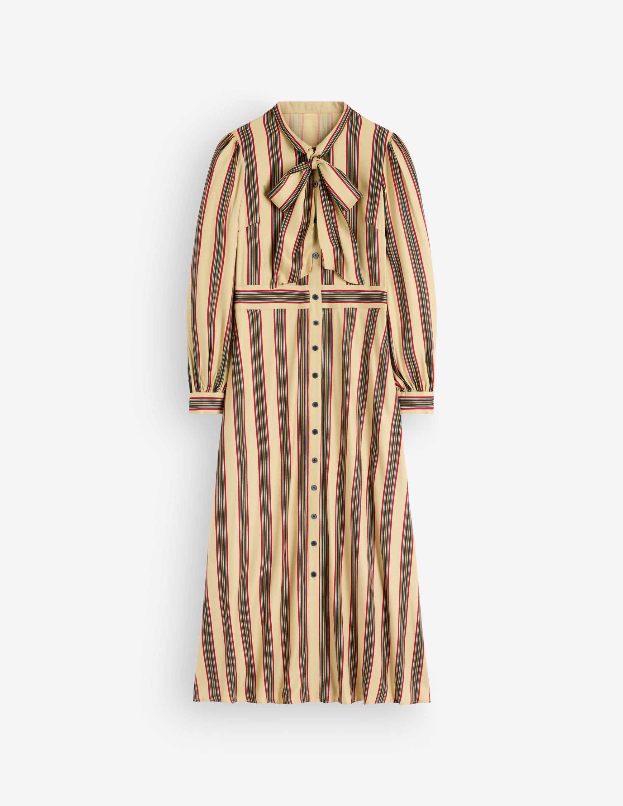 Hemdblusenkleid mit Schleifendetail-Bunt, Schuluniform Streifen - Image 7