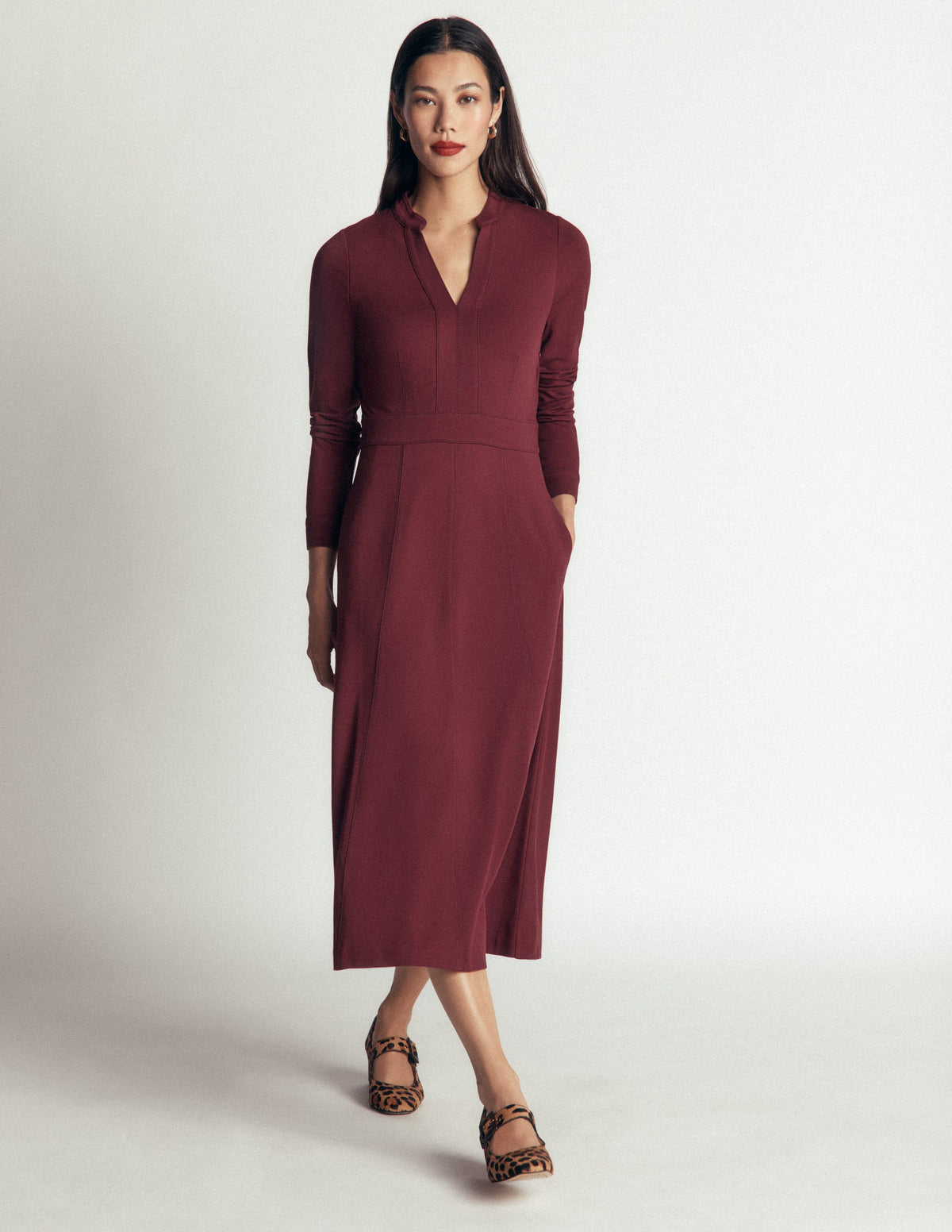 Alex Ponte-Midikleid in Kontrastfarben-Schokoladentrüffel-4