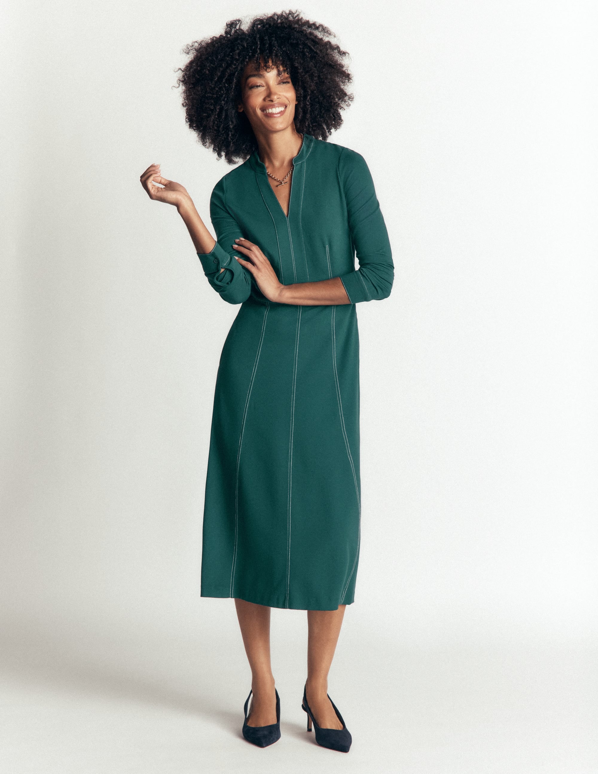 Alex Ponte Contrast Midi Dress-Midnight Ocean - Image 1