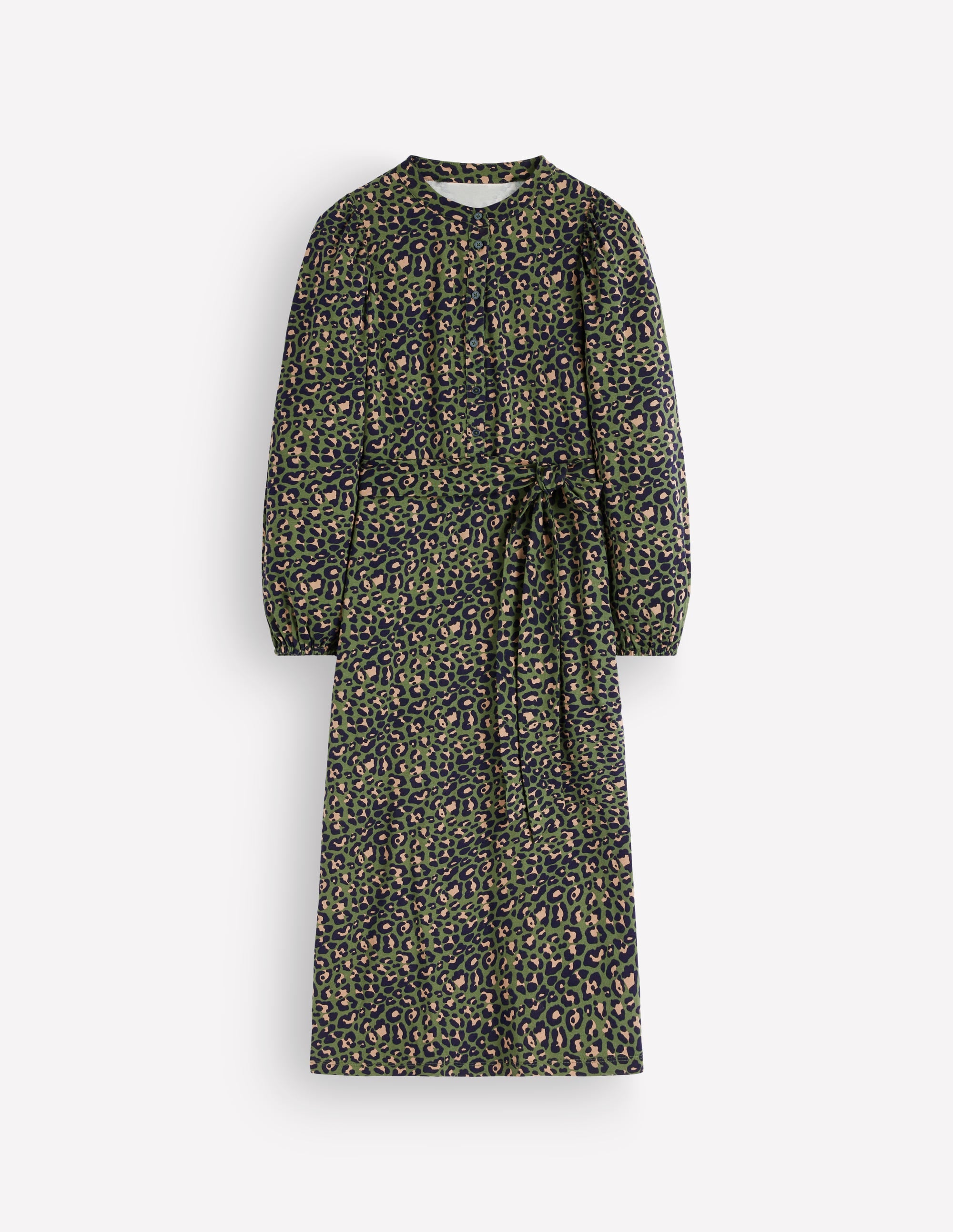 Robe midi Eli en jersey à ceinture-Vert Brunswick, léopard - Image 5