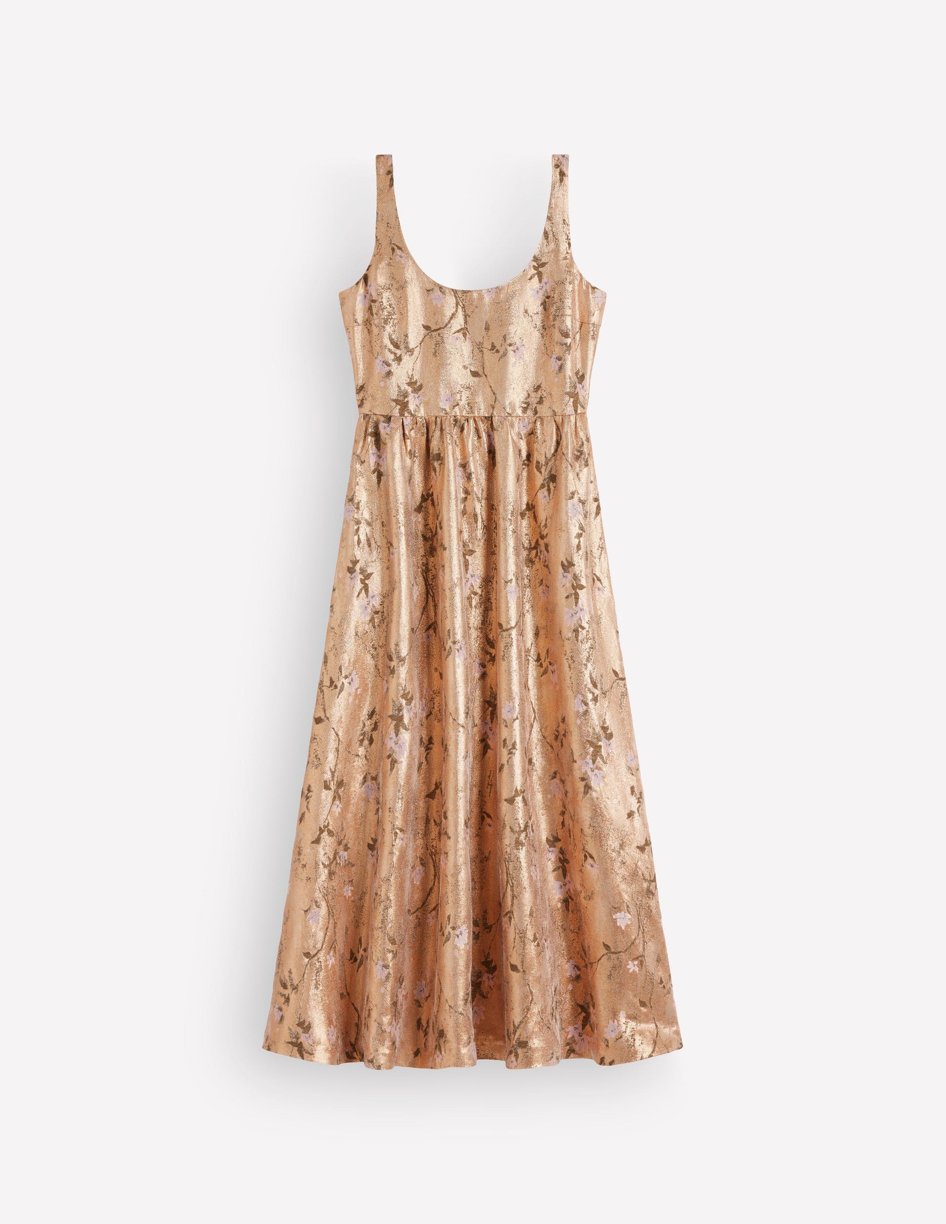 Ausgestelltes Kleid mit tiefem Rundhalsausschnitt-Gold, Jacquard-8