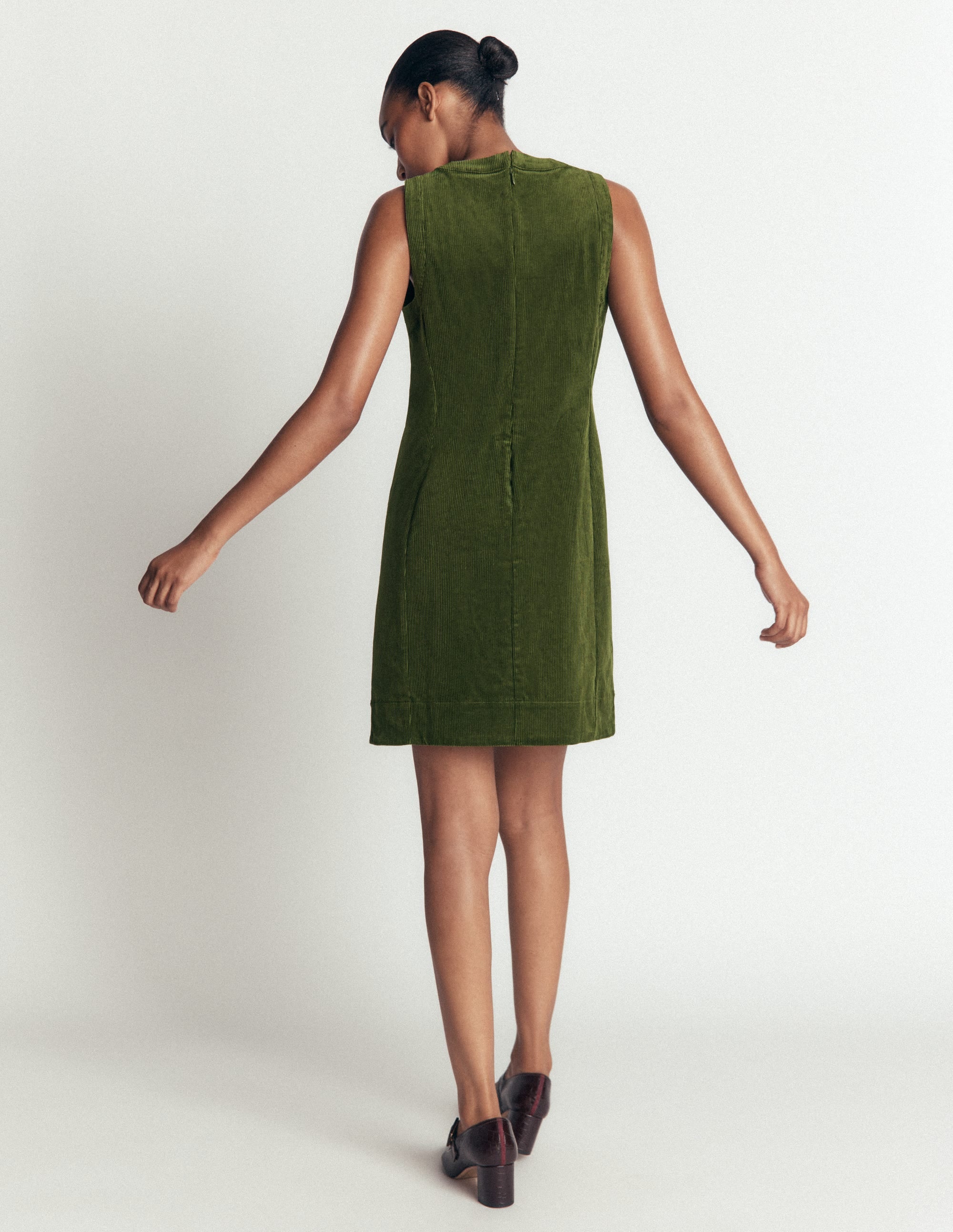 Robe droite Lou en velours côtelé-Vert forêt - Image 5