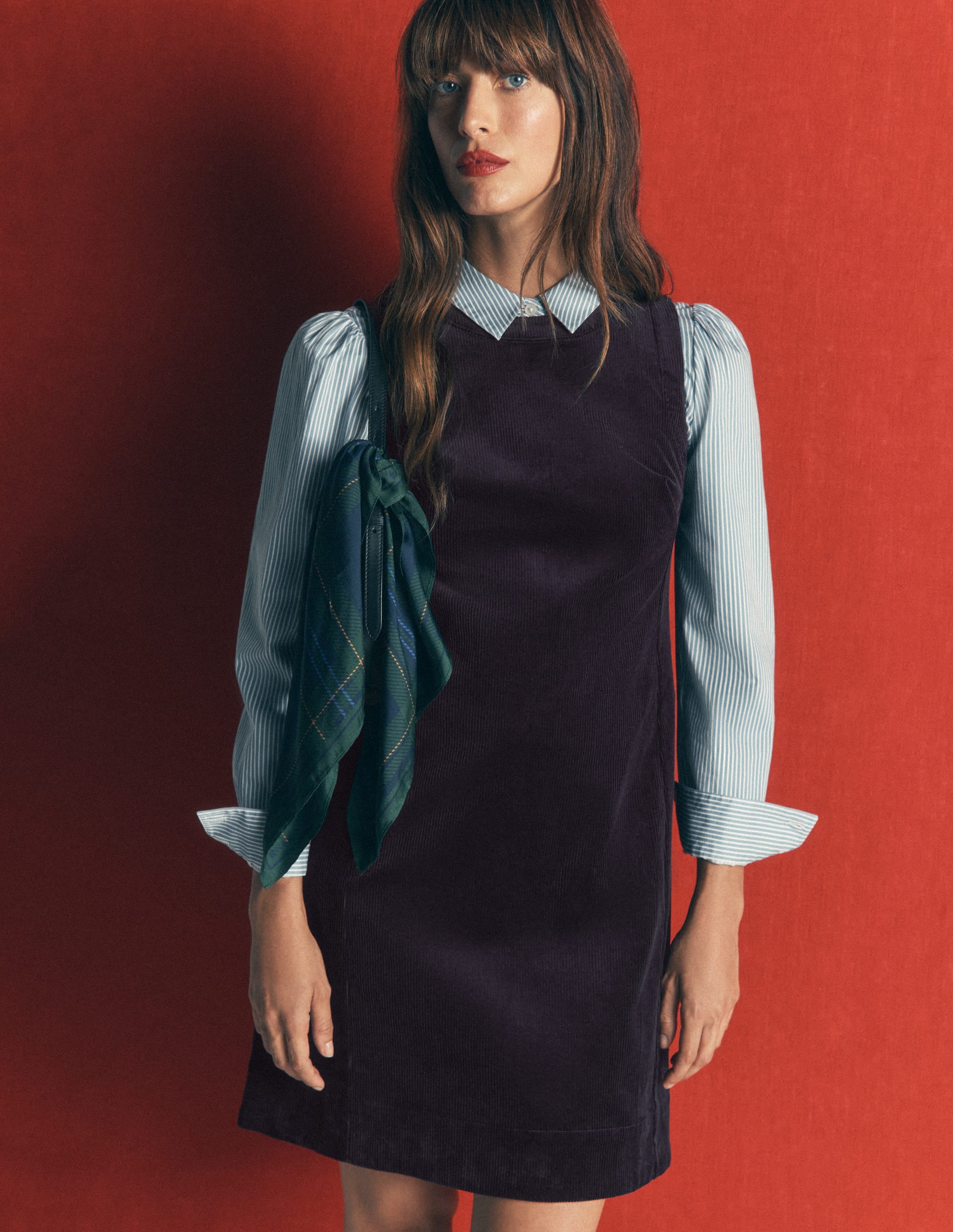Lou Cord Shift Dress-Navy - Image 1