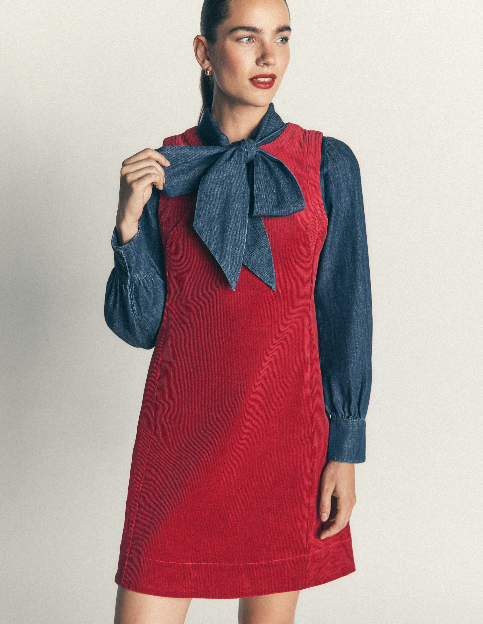 Robe droite Lou en velours côtelé-Pourpre - Image 5