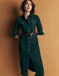 Fleur Cord-Midikleid-Mitternachtsblaugrün