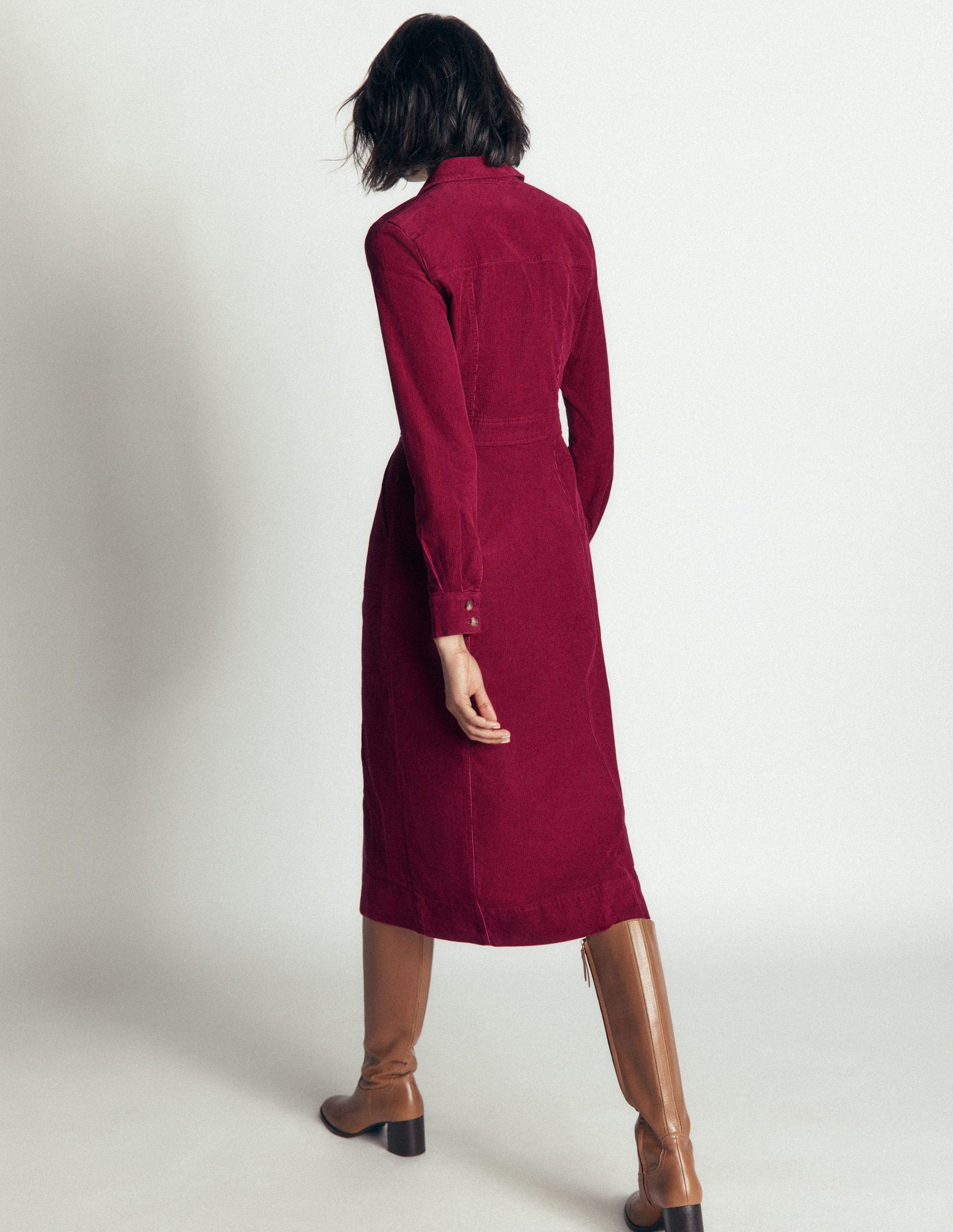 Fleur Cord-Midikleid-Rubinrot-3