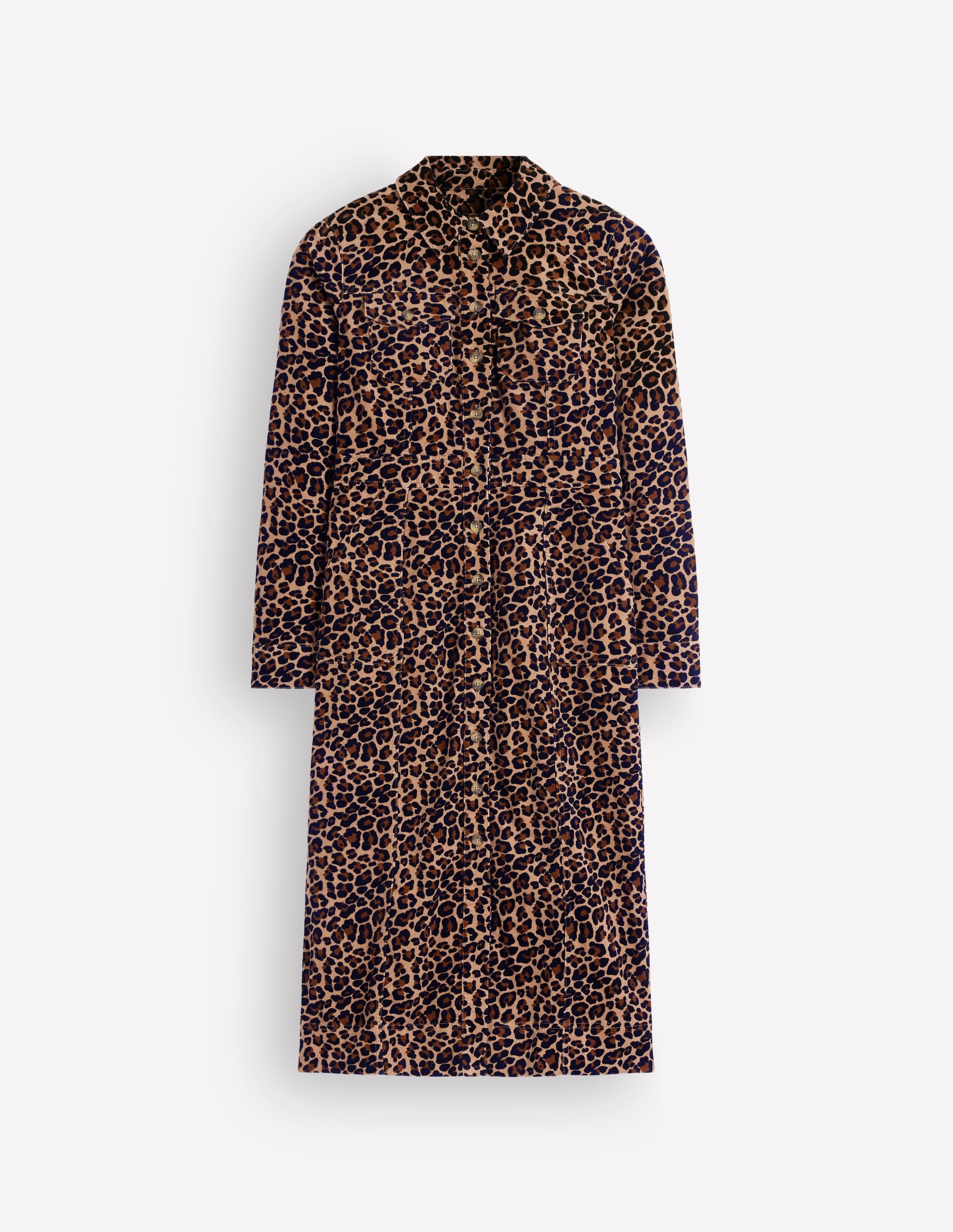 Fleur Cord-Midikleid-Braun, Leopardenmuster - Image 6