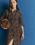 Fleur Cord-Midikleid-Braun, Leopardenmuster