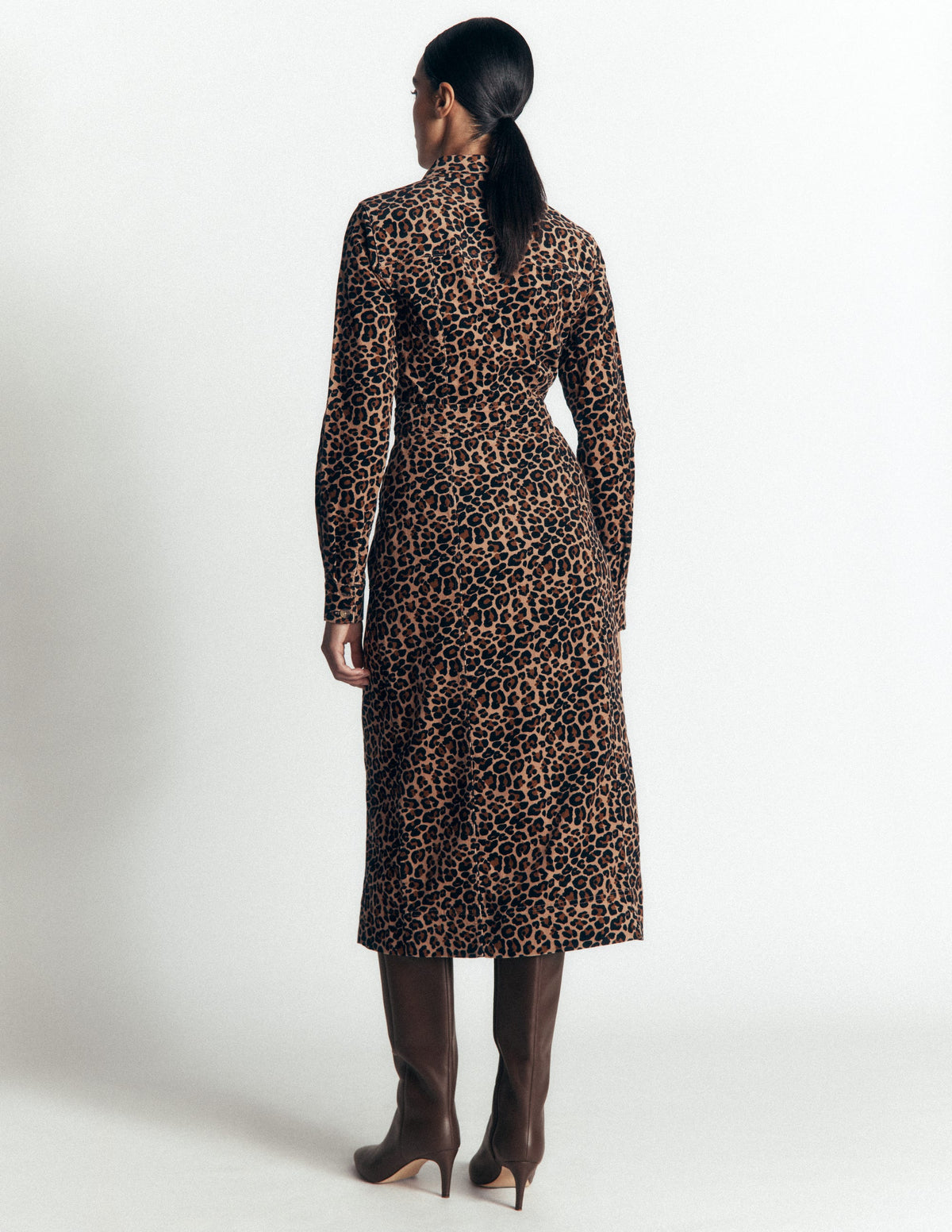 Fleur Cord-Midikleid-Braun, Leopardenmuster - Image 3