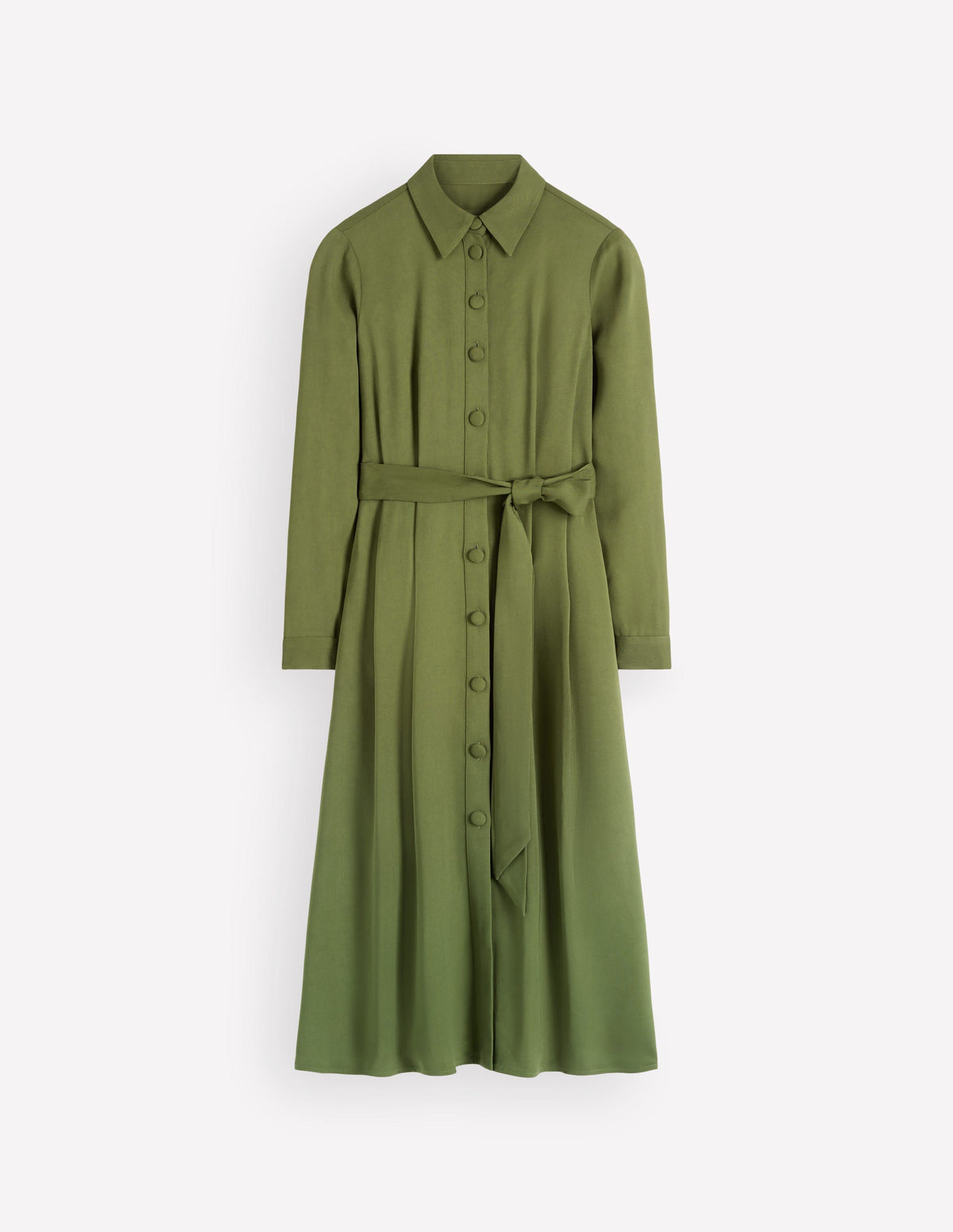 Kate Pleated Shirt Dress-Forest Green - Image 6